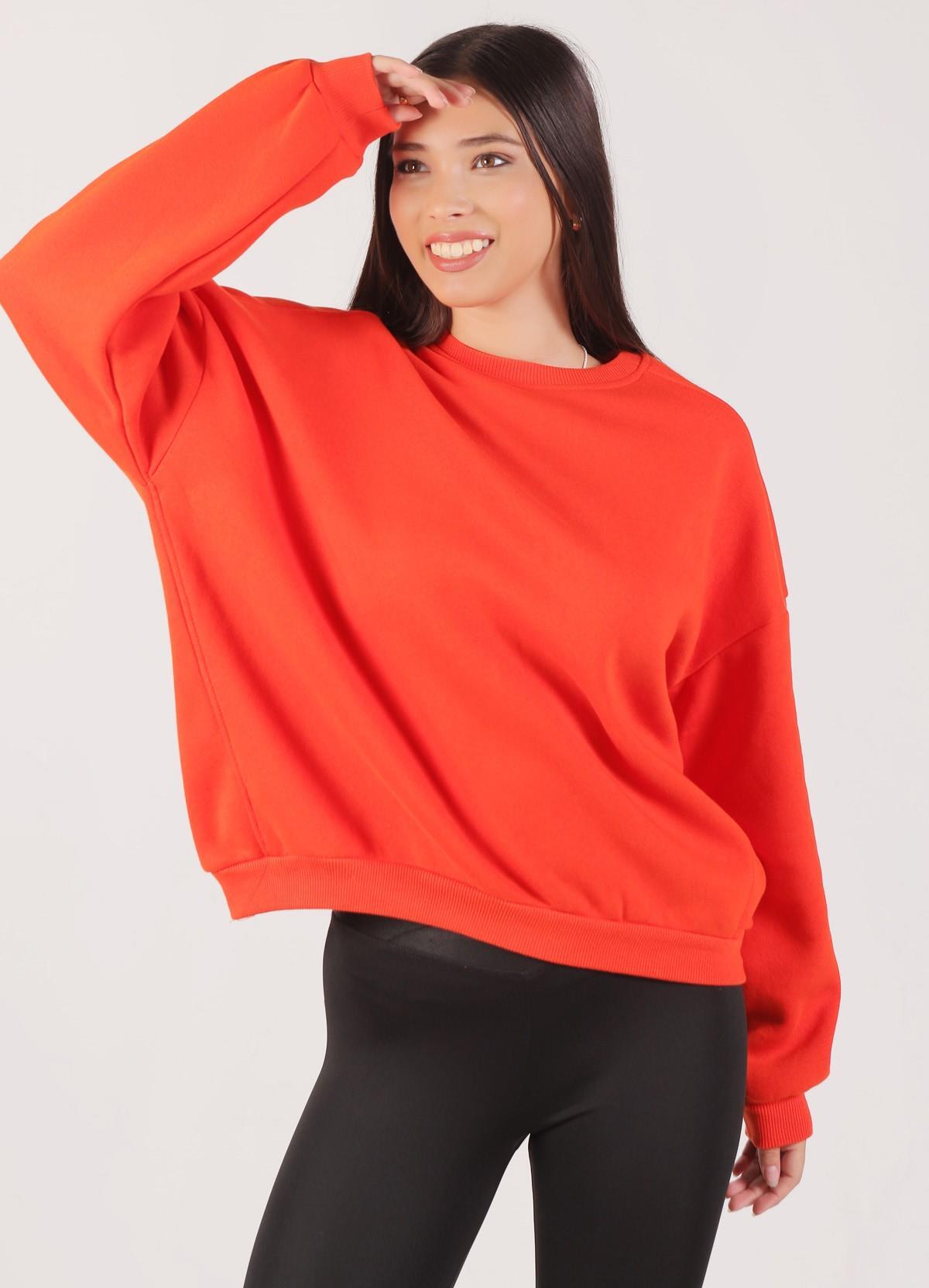 Orange Oversize Bisiklet Yaka Sweat 8138M - 1