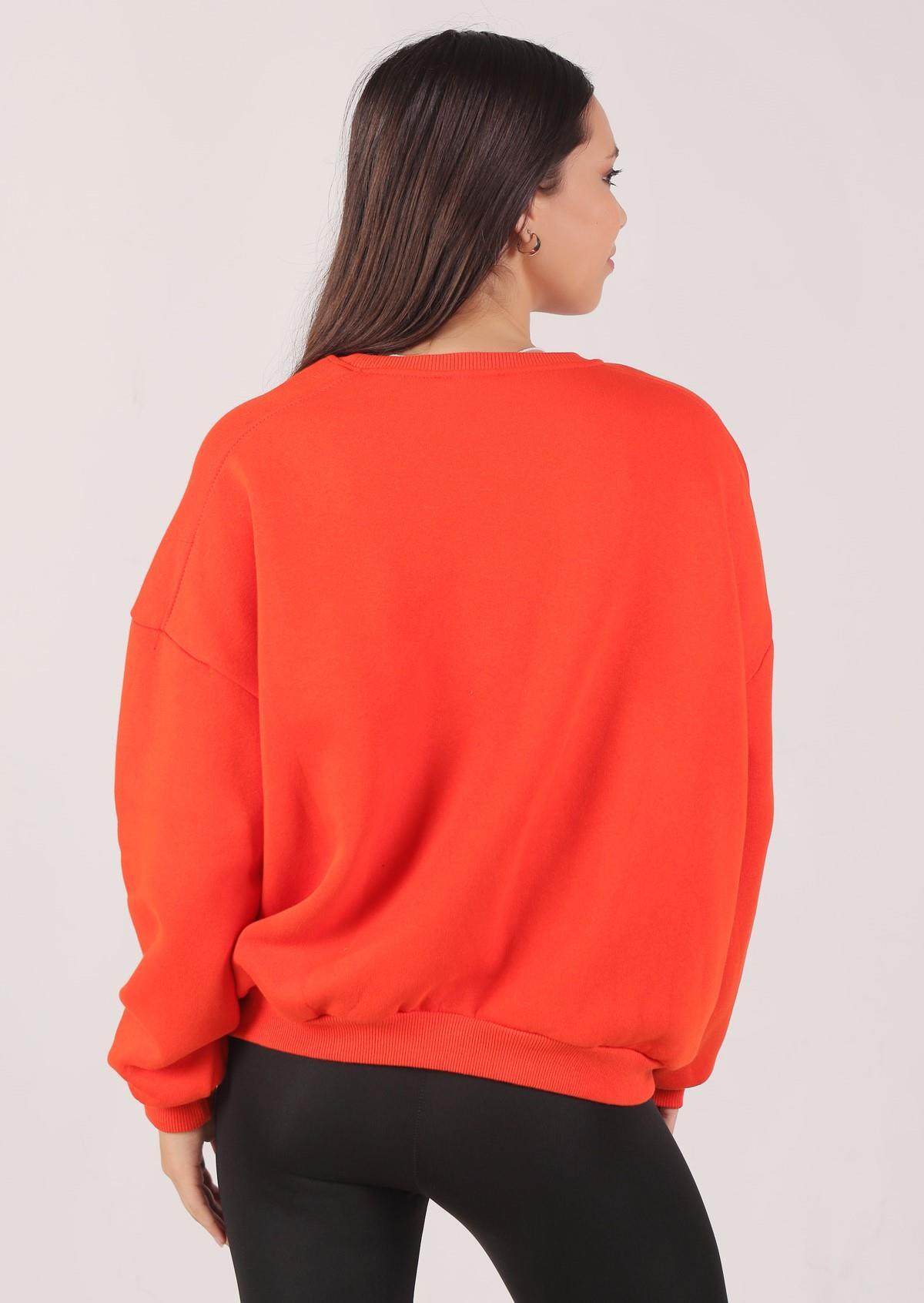 Orange Oversize Bisiklet Yaka Sweat 8138M - 2