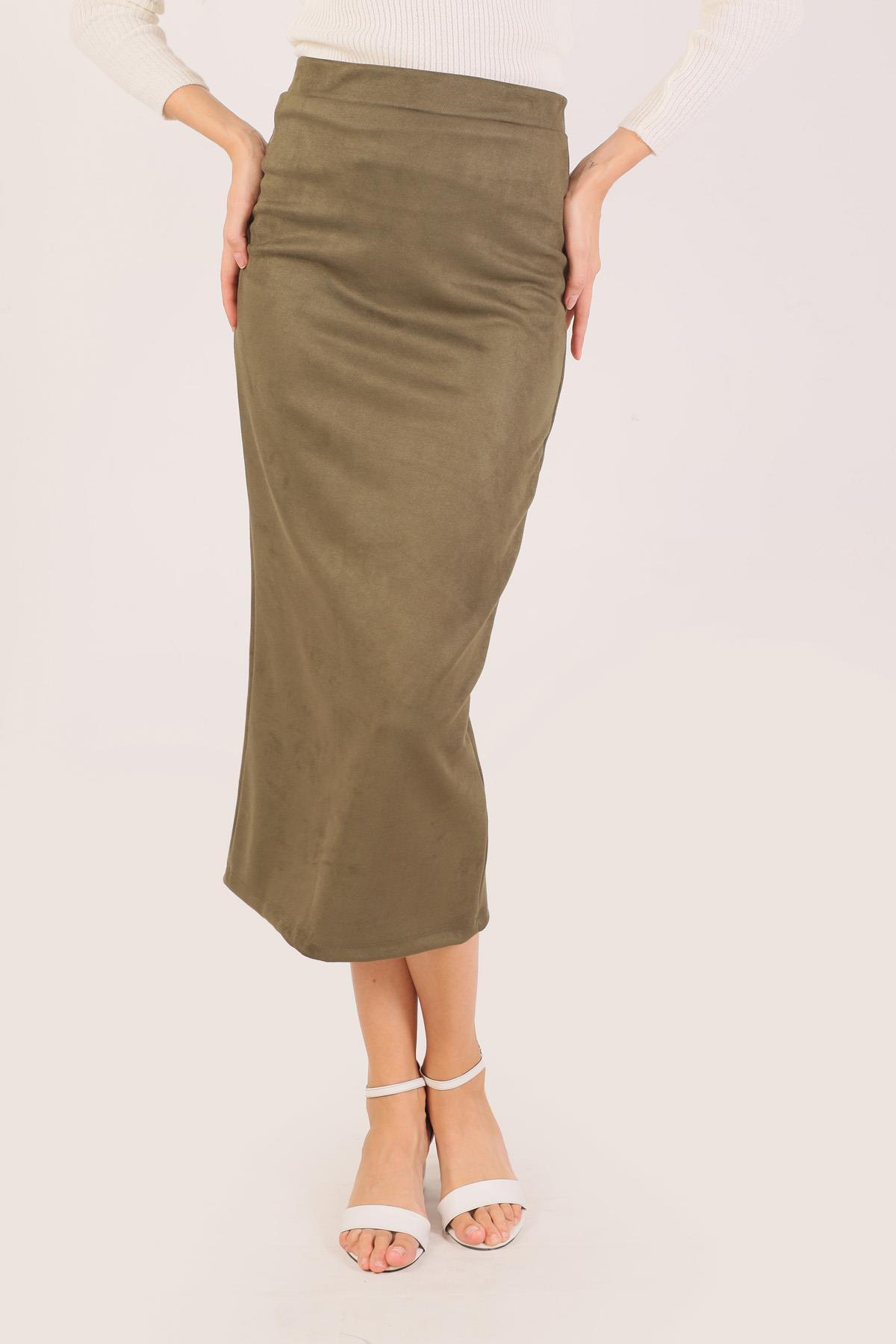 8140M Süet Kalem Etek Haki - 2