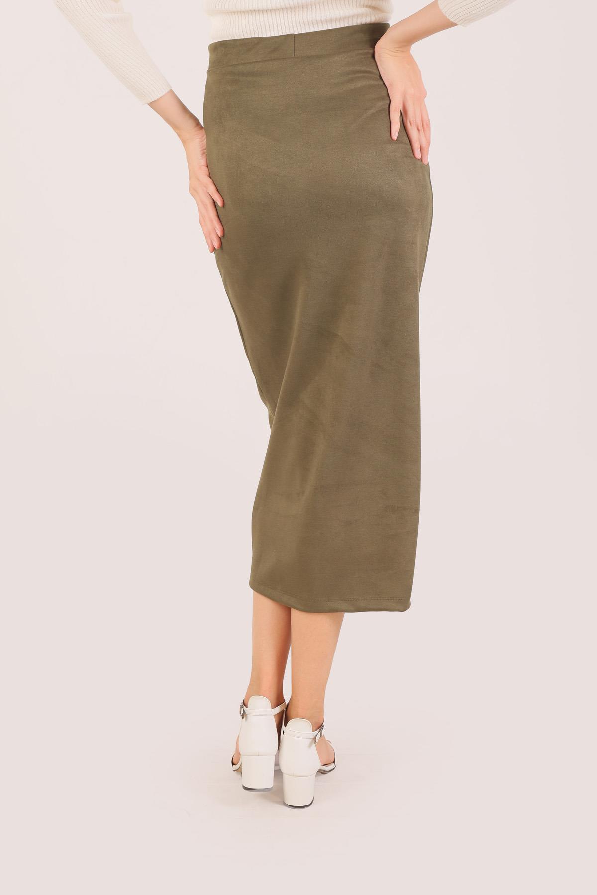 8140M Süet Kalem Etek Haki - 5