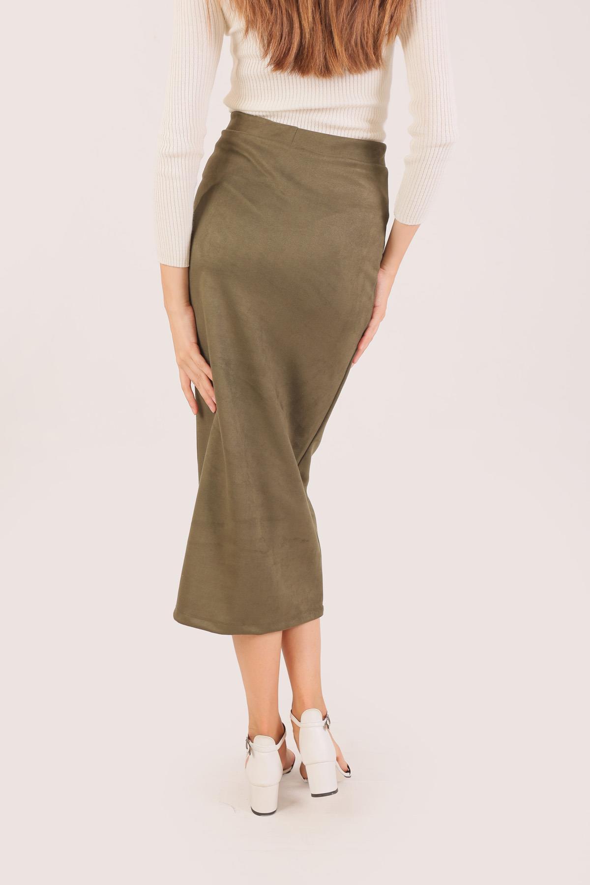 8140M Süet Kalem Etek Haki - 4