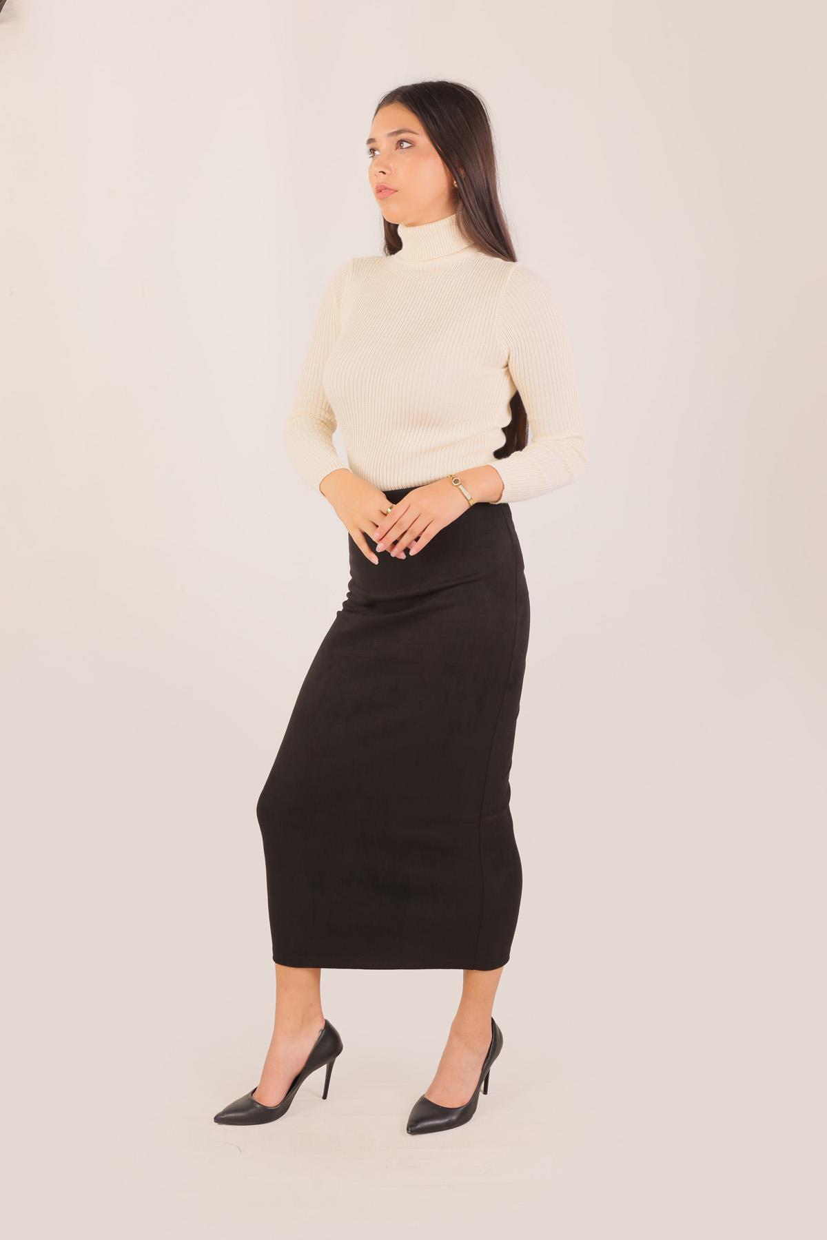 8140M Süet Kalem Etek Siyah - 2