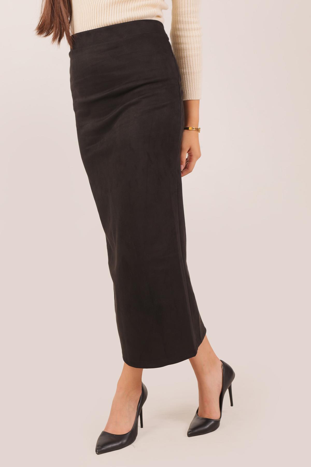 Siyah Süet Kalem Etek 8140M 