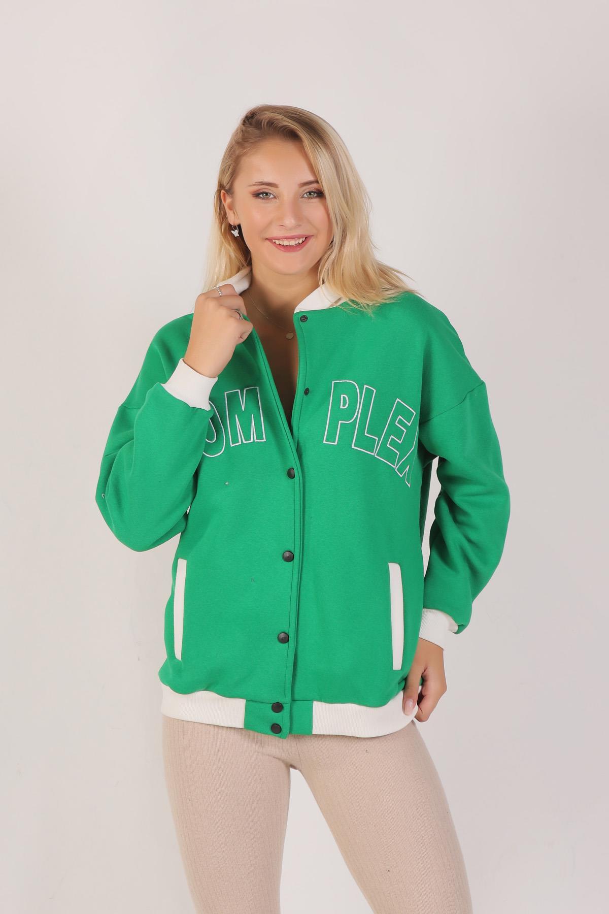 Benetton Yeşili Complex Baskı Kapüşonlu Sweat 8143M - 2