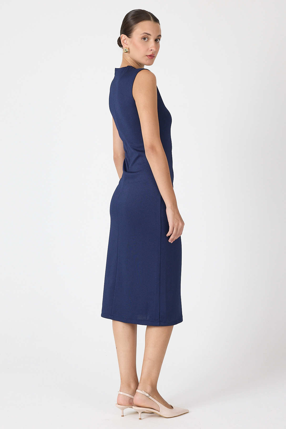 Laci Gri Kalp Tokalı Midi Elbise 8144A - 5