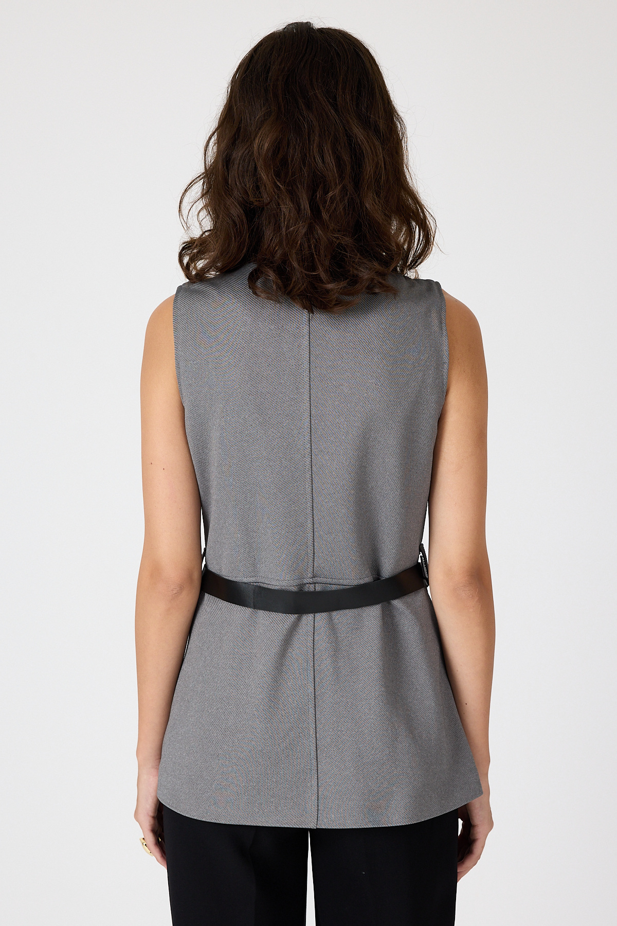 Antrasit Gold Düğmeli Kemerli Yelek 8145A - 5