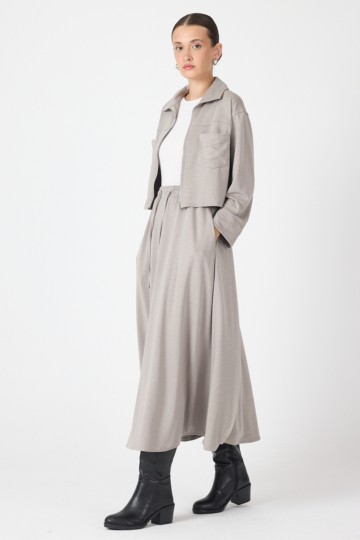 Gri Yumuşak Dokulu Ceket Etek Takım 8150A - RAYS