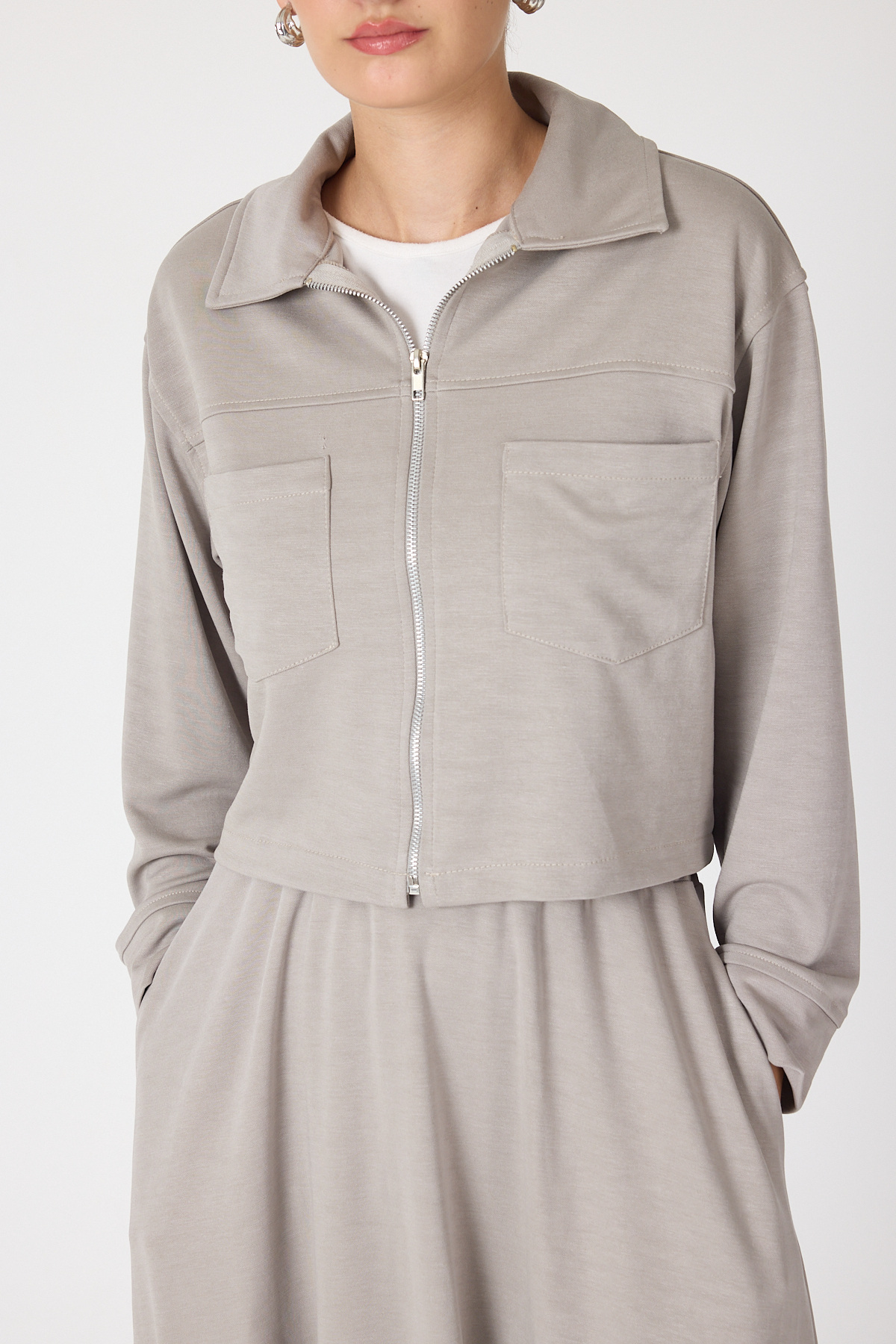 Gri Yumuşak Dokulu Ceket Etek Takım 8150A - RAYS