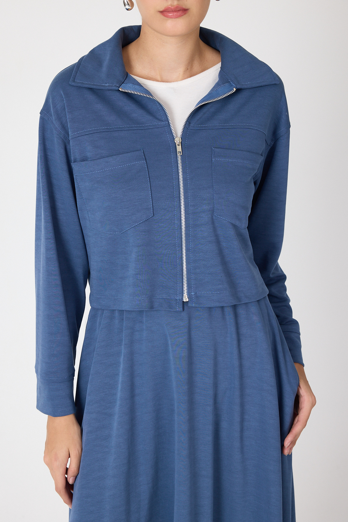 İndigo Yumuşak Dokulu Ceket Etek Takım 8150A - RAYS