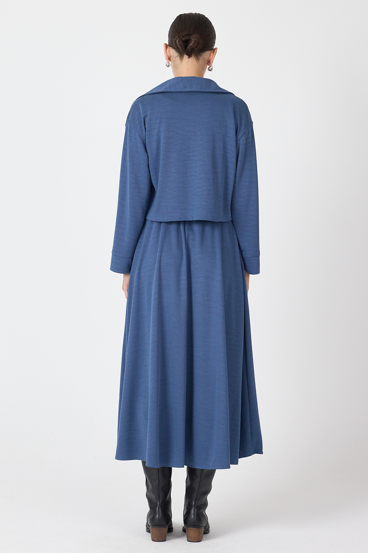 İndigo Yumuşak Dokulu Ceket Etek Takım 8150A - 5