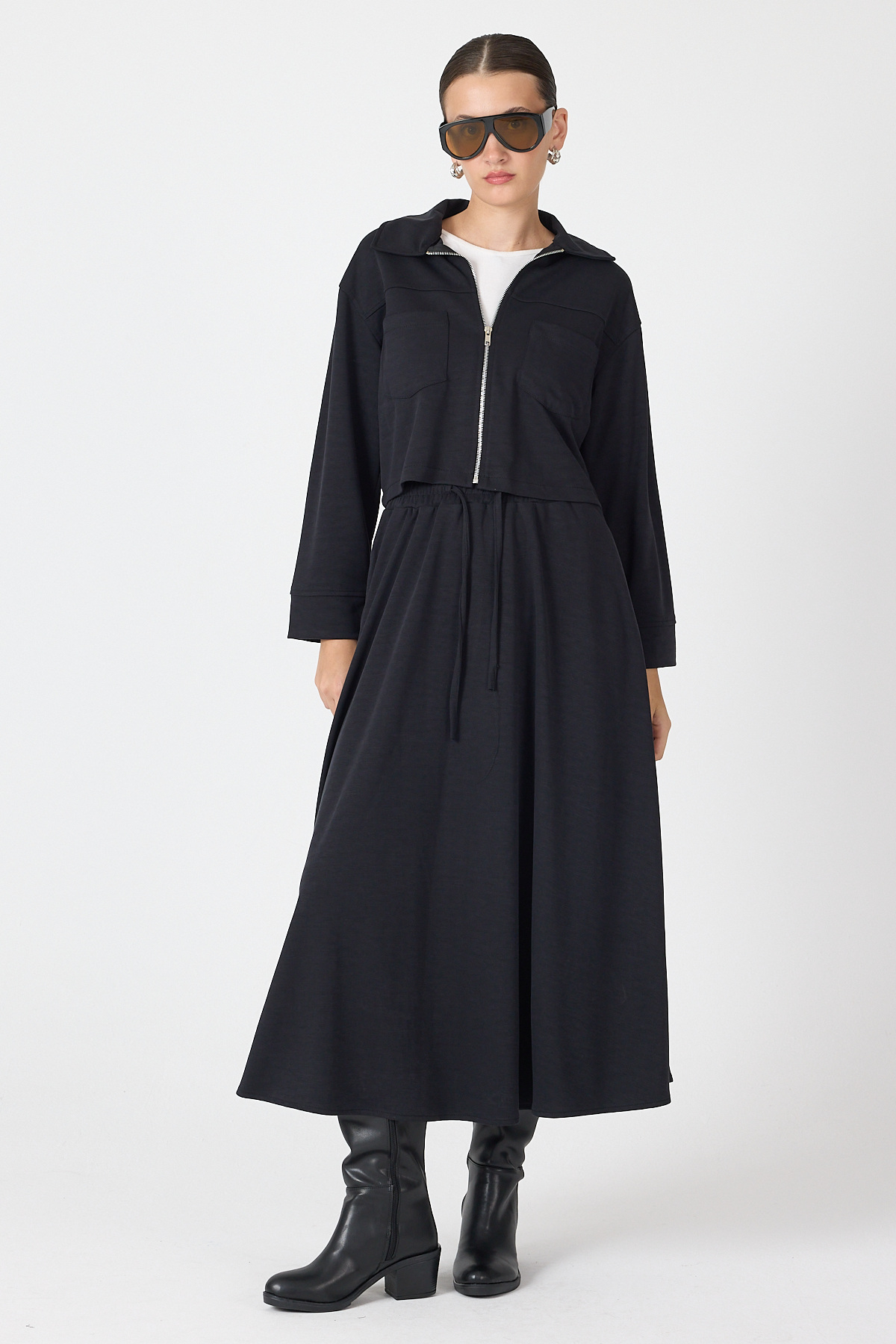 Siyah Yumuşak Dokulu Ceket Etek Takım 8150A - RAYS