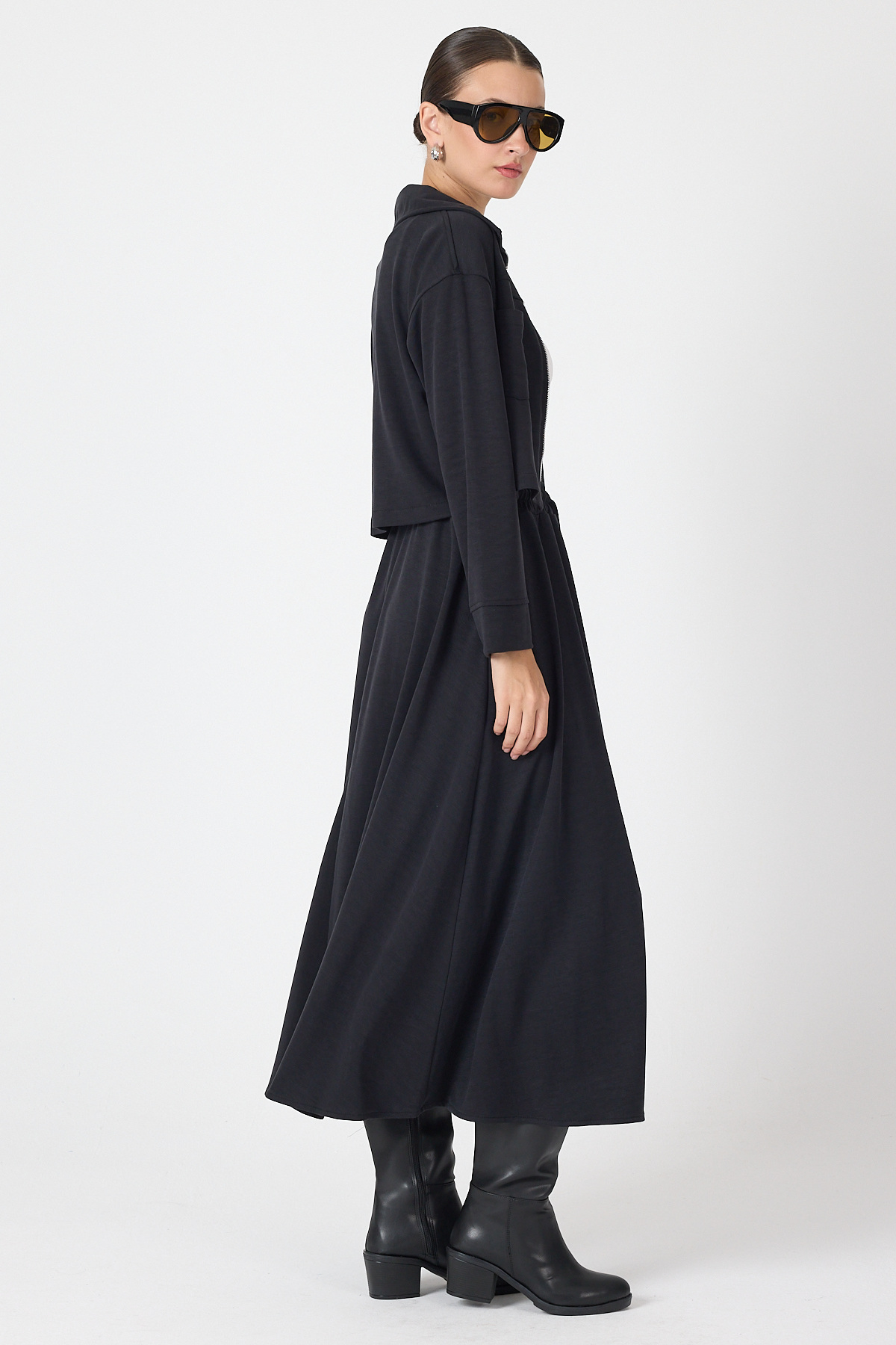 Siyah Yumuşak Dokulu Ceket Etek Takım 8150A - 5