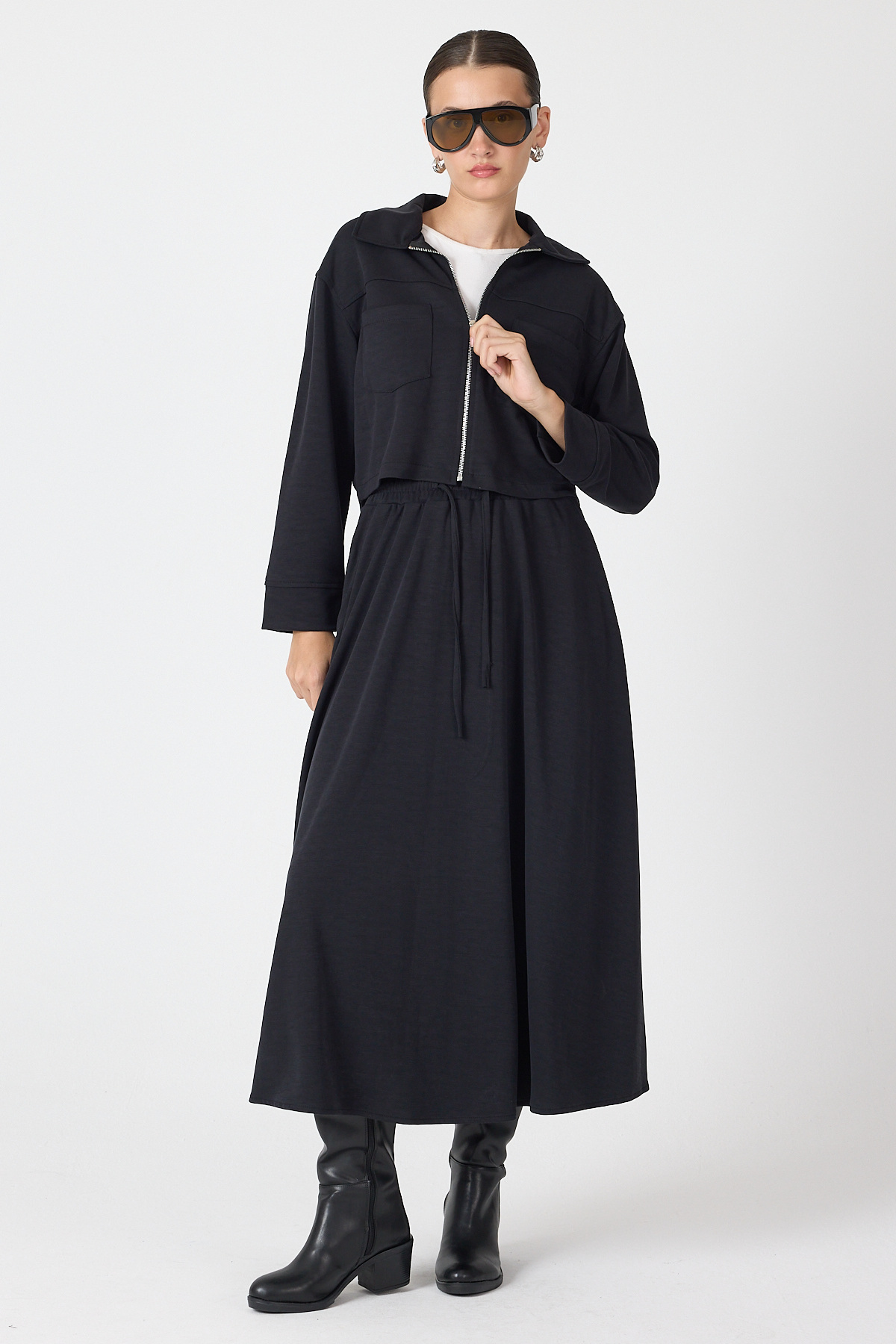 Siyah Yumuşak Dokulu Ceket Etek Takım 8150A - 6