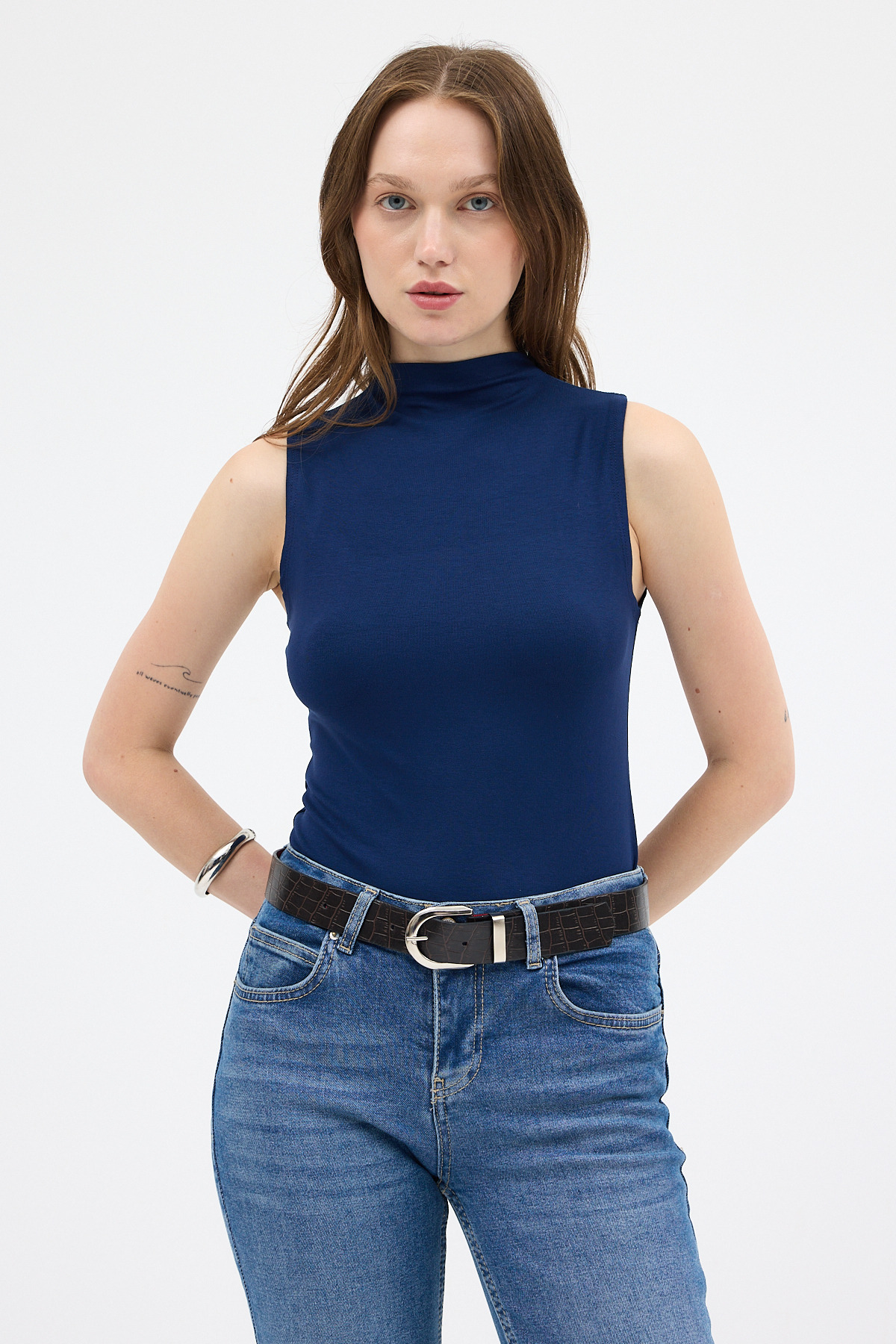 Laci Kadın Kolsuz Yüksek Yaka Body 8155A - 7