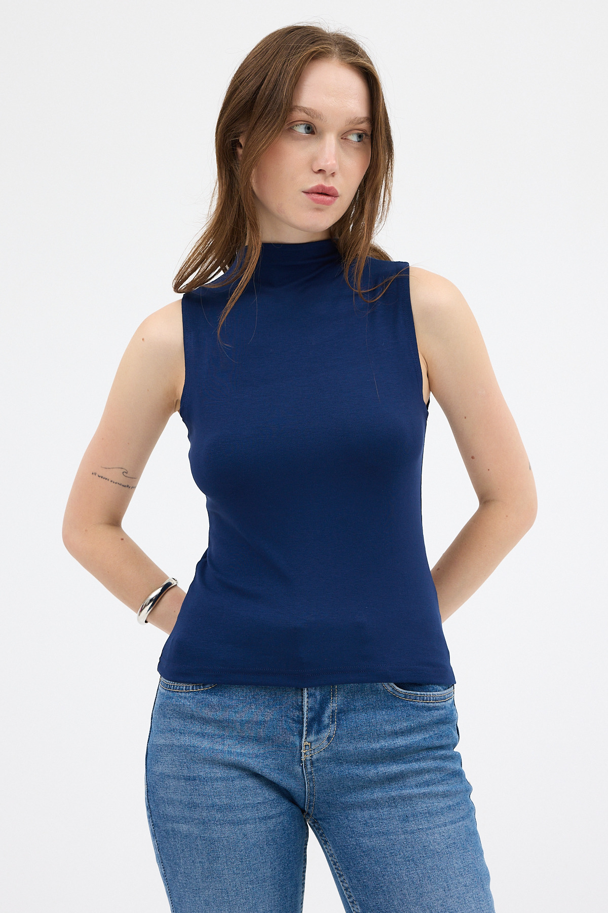 Laci Kadın Kolsuz Yüksek Yaka Body 8155A - 6