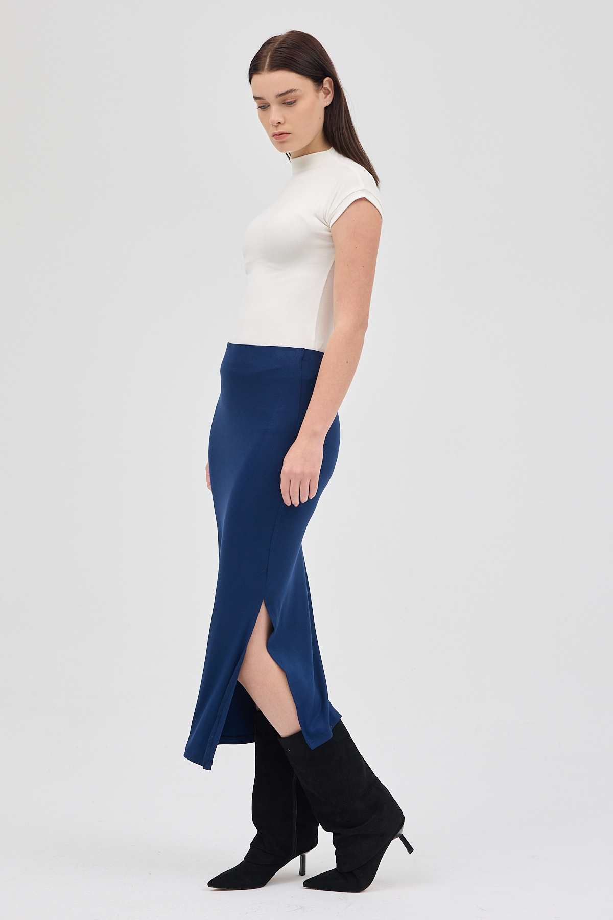 Laci Likralı Uzun Lastik Bel Etek 8157A - 6