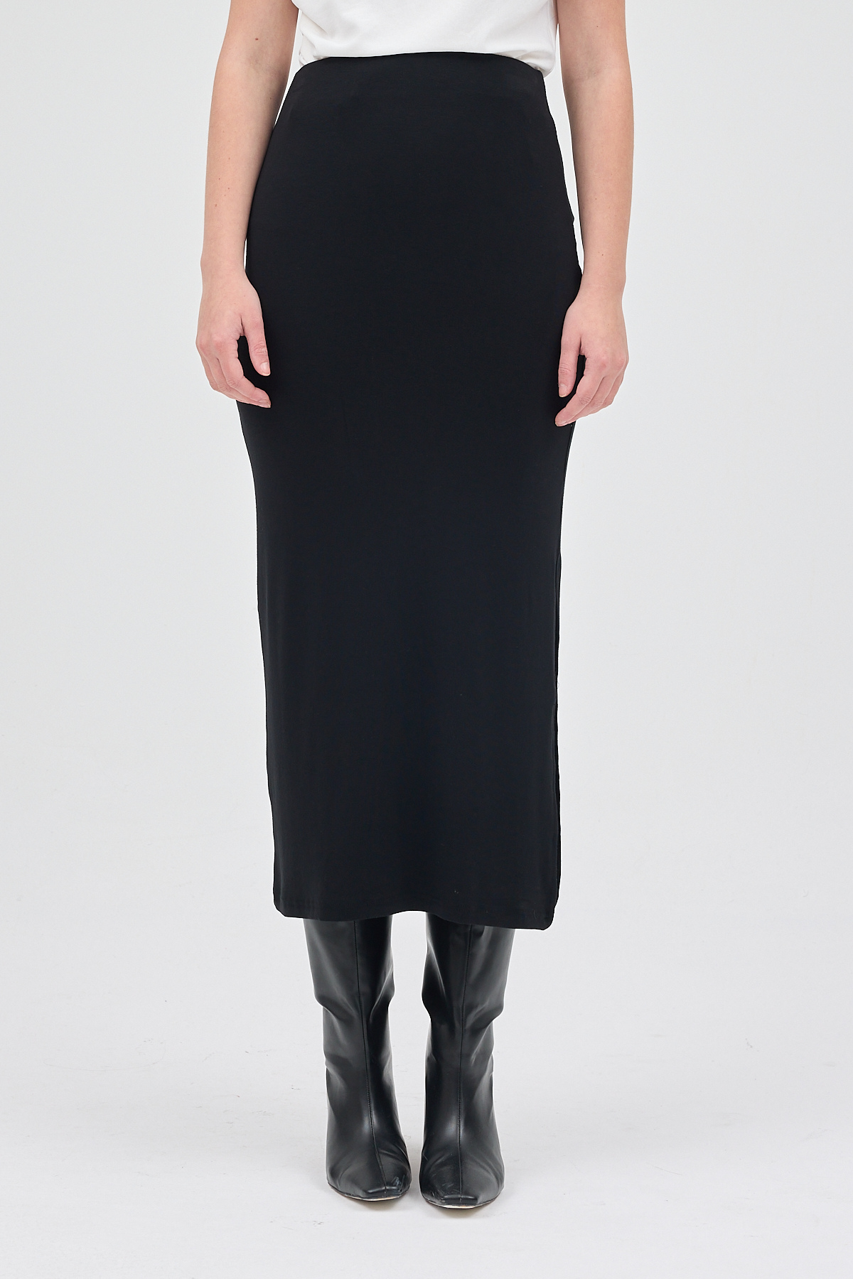 Siyah Likralı Uzun Lastik Bel Etek 8157A - RAYS (1)