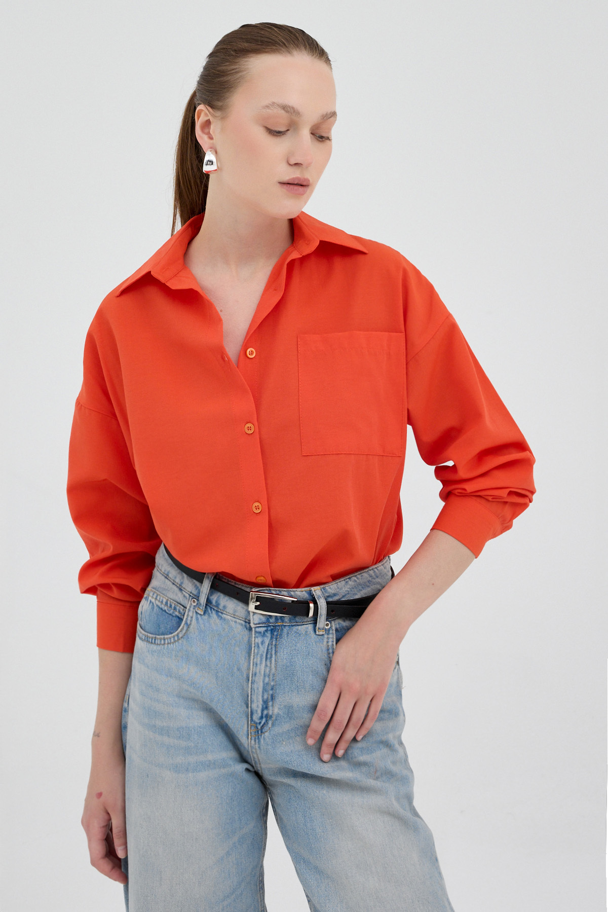 Orange Tek Cepli Oversize Gömlek 8158A 