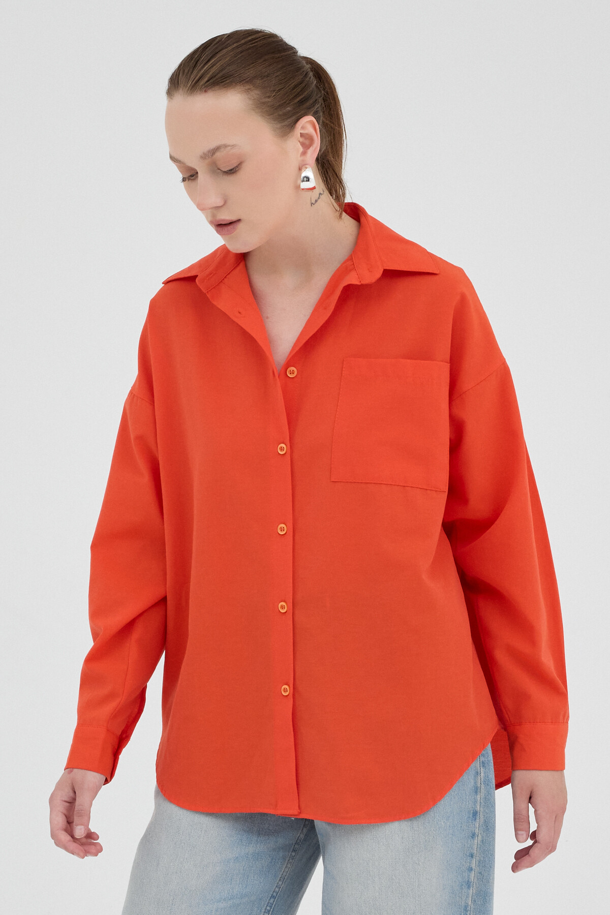 Orange Tek Cepli Oversize Gömlek 8158A - 2