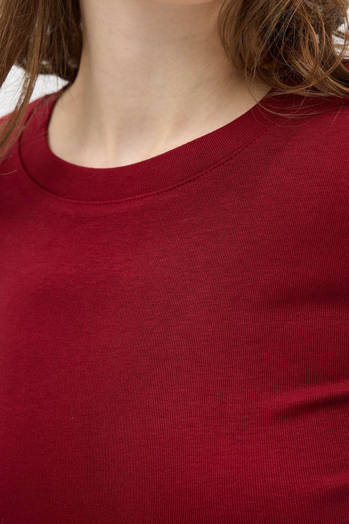 Bordo Premium/Viskoz Yumuşak Kumaşlı Parmak Geçmeli Crop Bluz 8162A - 4
