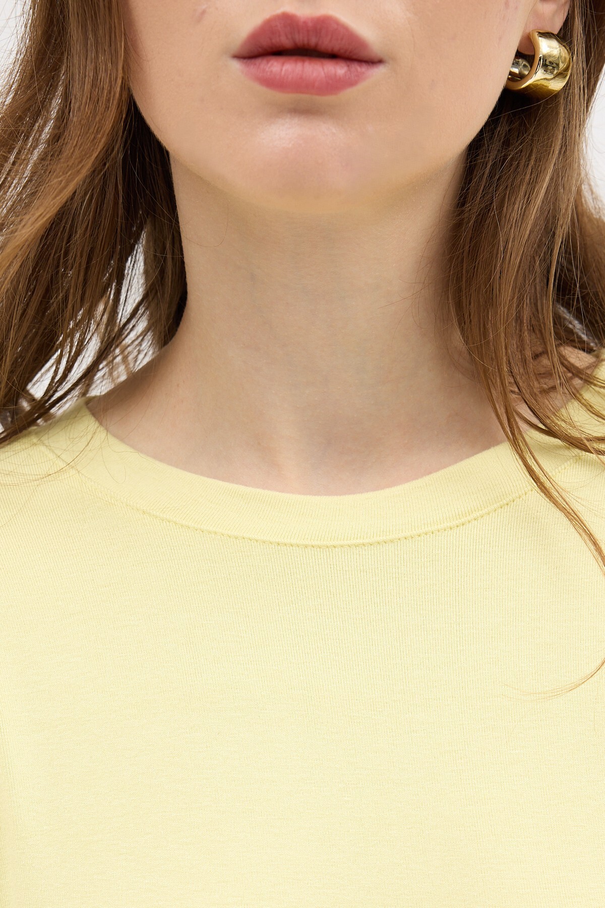 Sarı Premium/Viskoz Yumuşak Kumaşlı Parmak Geçmeli Crop Bluz 8162A - RAYS