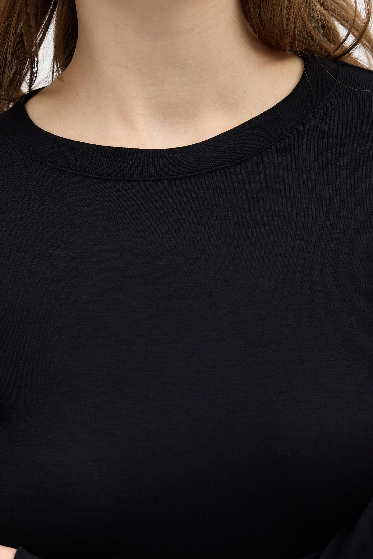 Siyah Premium/Viskoz Yumuşak Kumaşlı Parmak Geçmeli Crop Bluz 8162A - 4