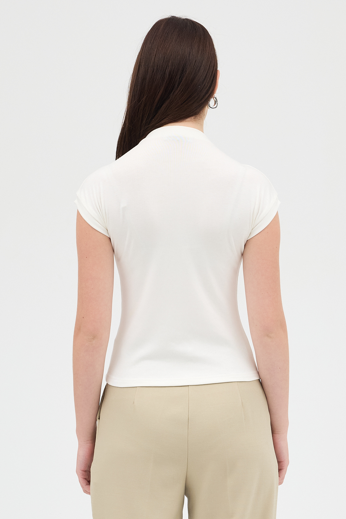 Ekru Dik Yaka Kısa Kol Body 8174A - 5