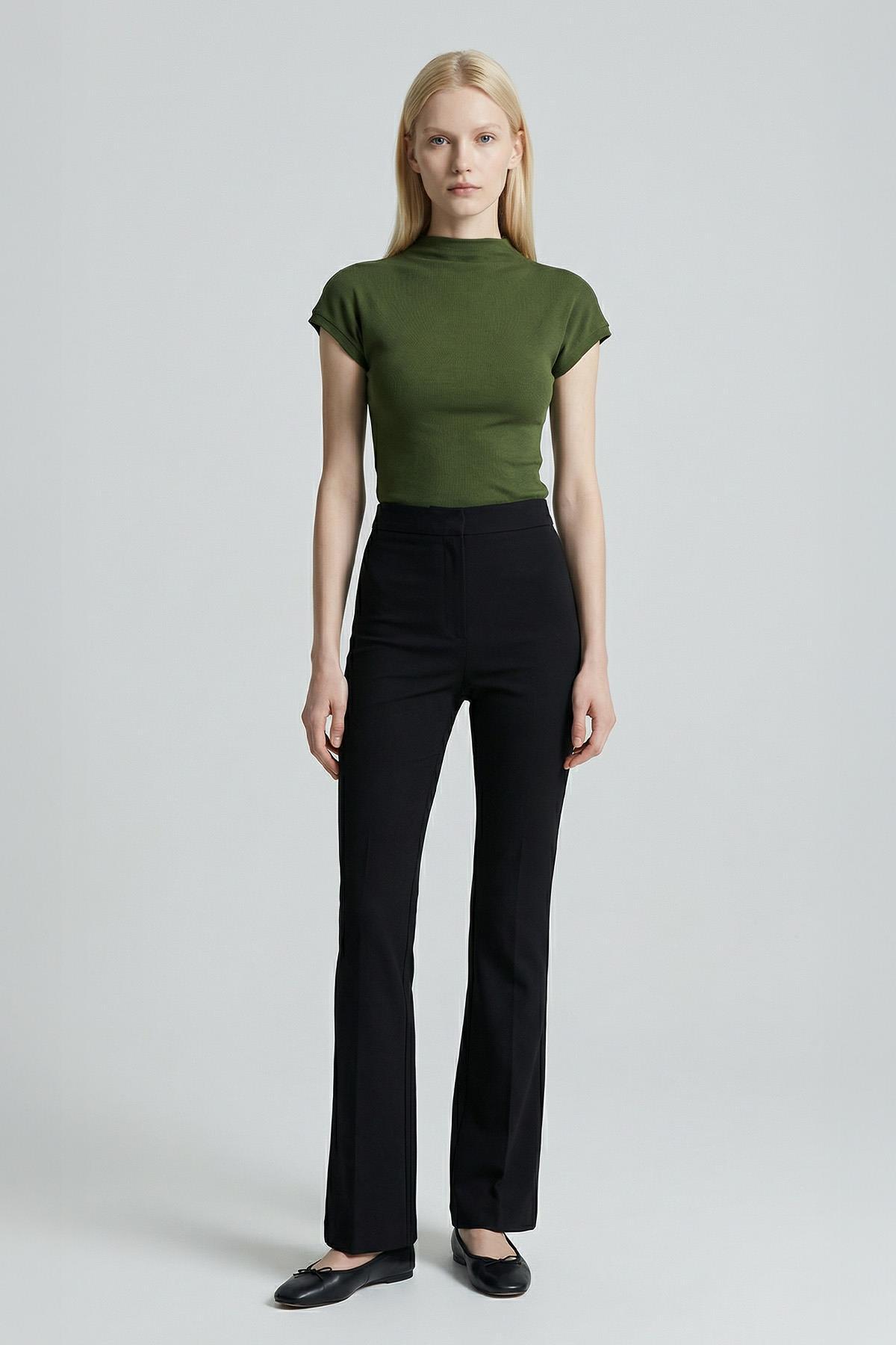 8174A Dik Yaka Kısa Kol Badi Haki - 1