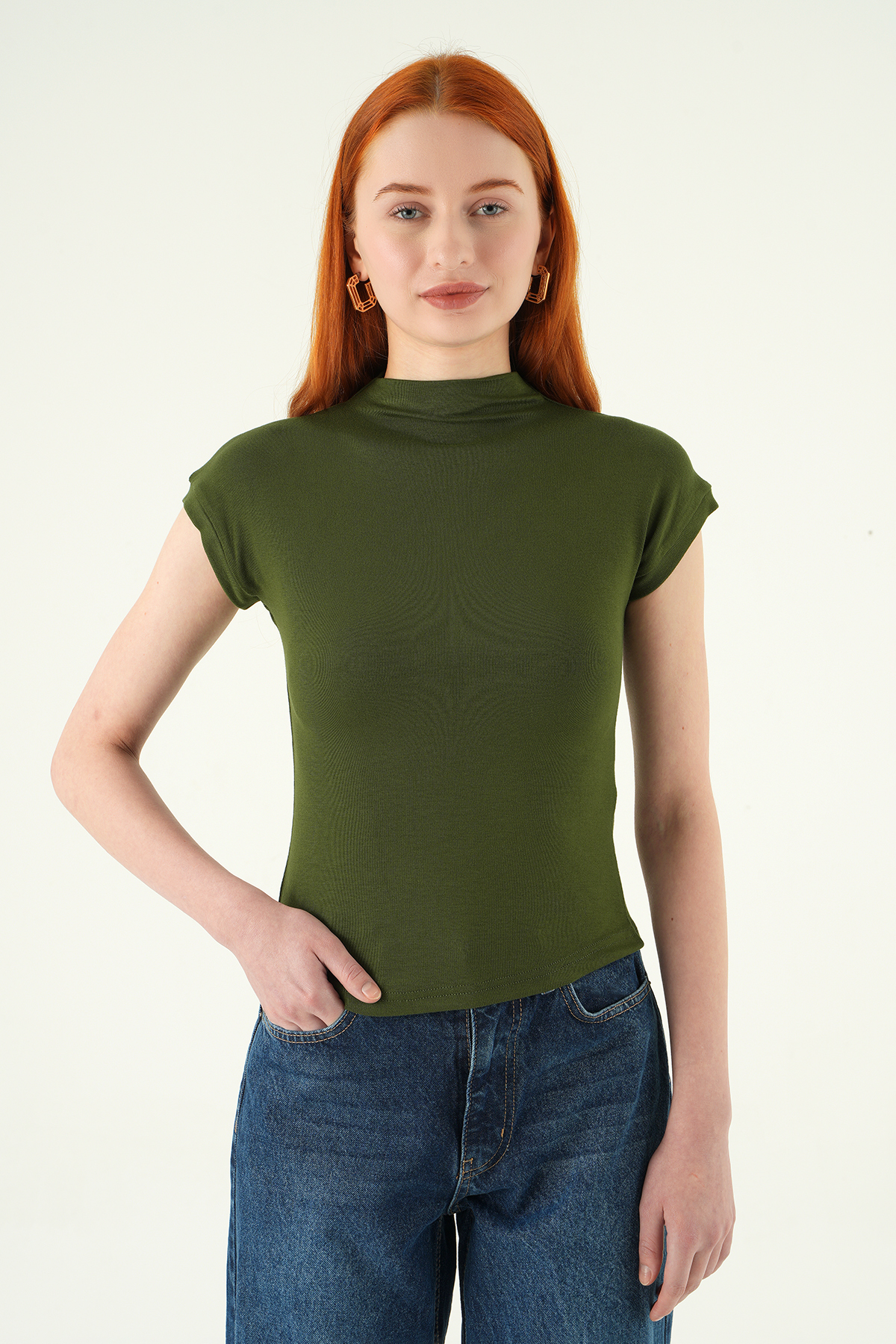 8174A Dik Yaka Kısa Kol Badi Haki - RAYS