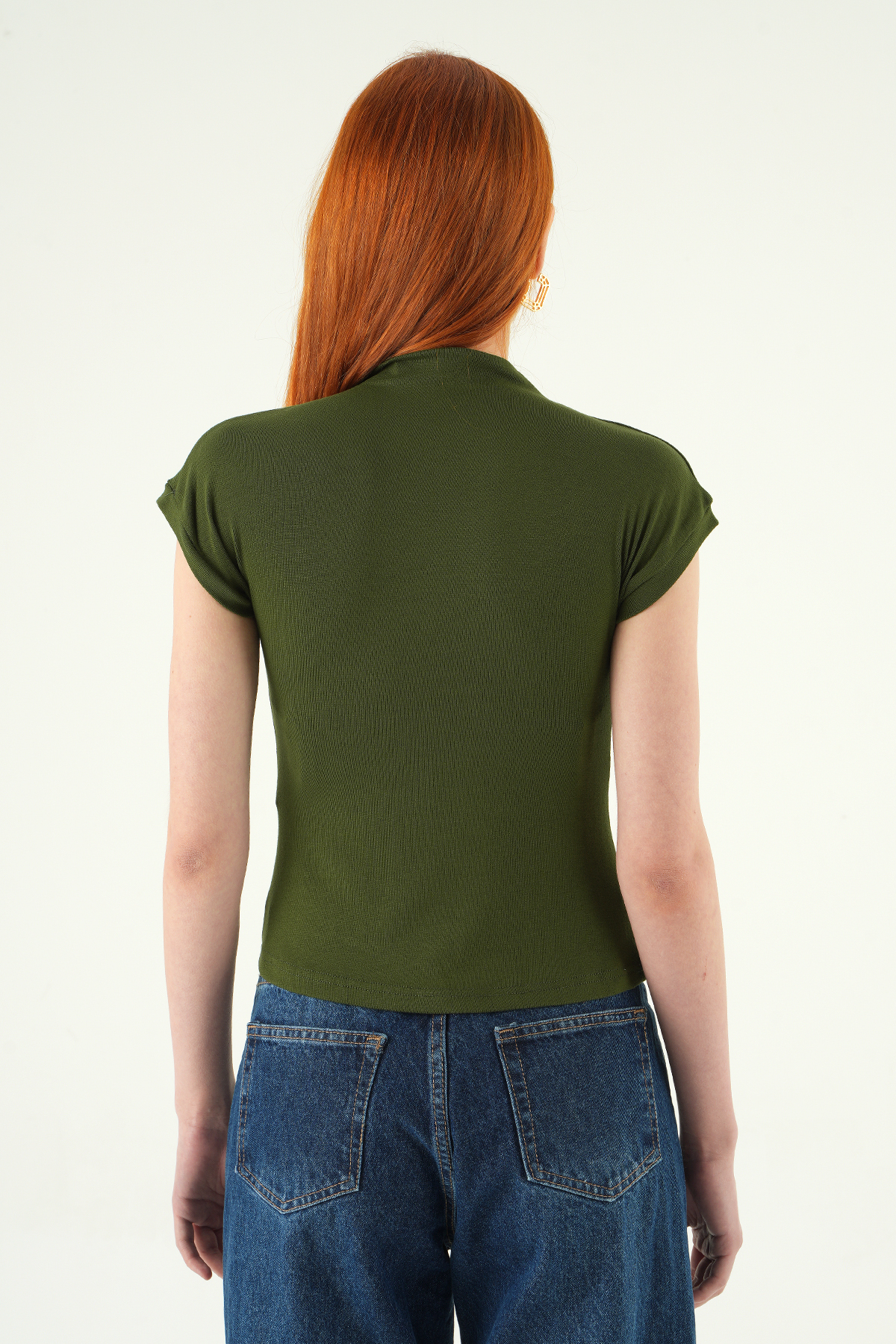 8174A Dik Yaka Kısa Kol Badi Haki - 5