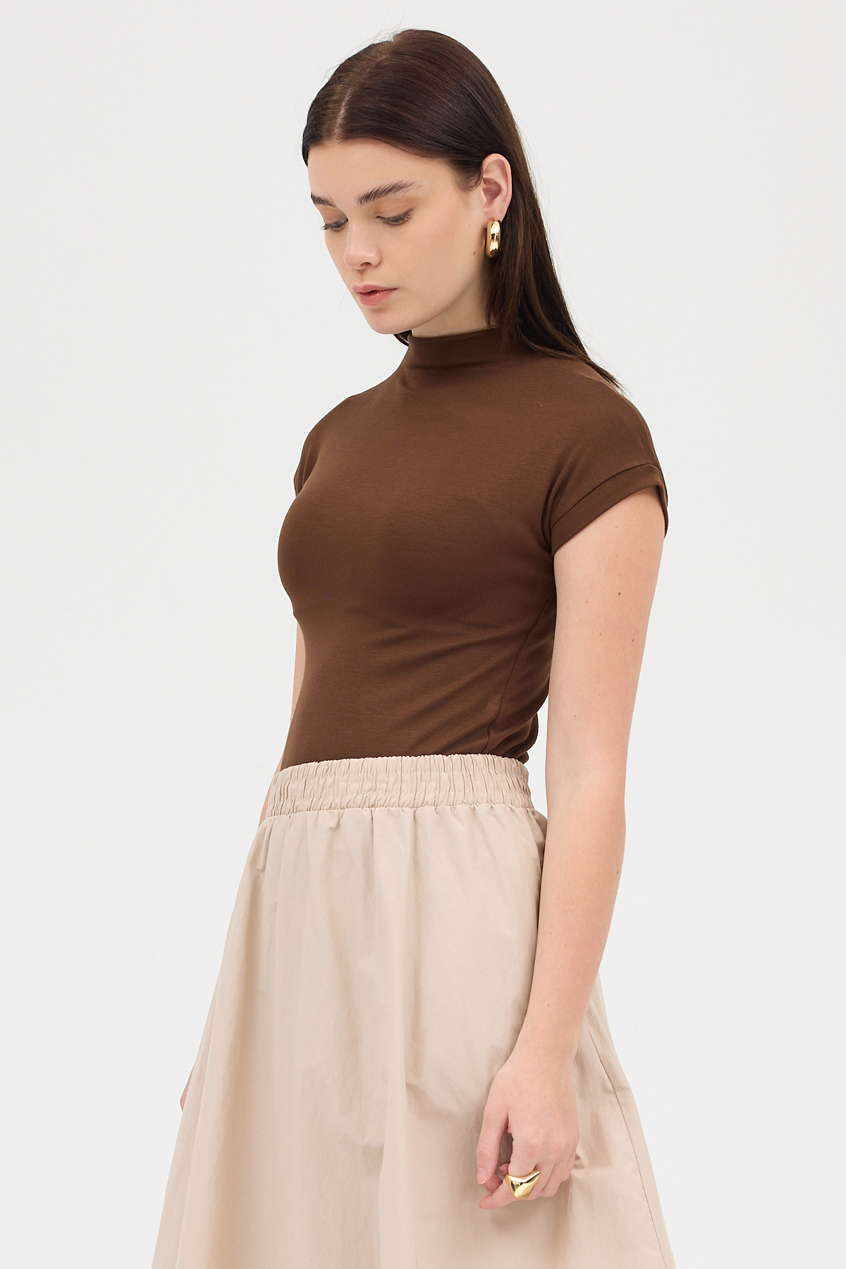 Kahve Dik Yaka Kısa Kol Body 8174A - RAYS (1)