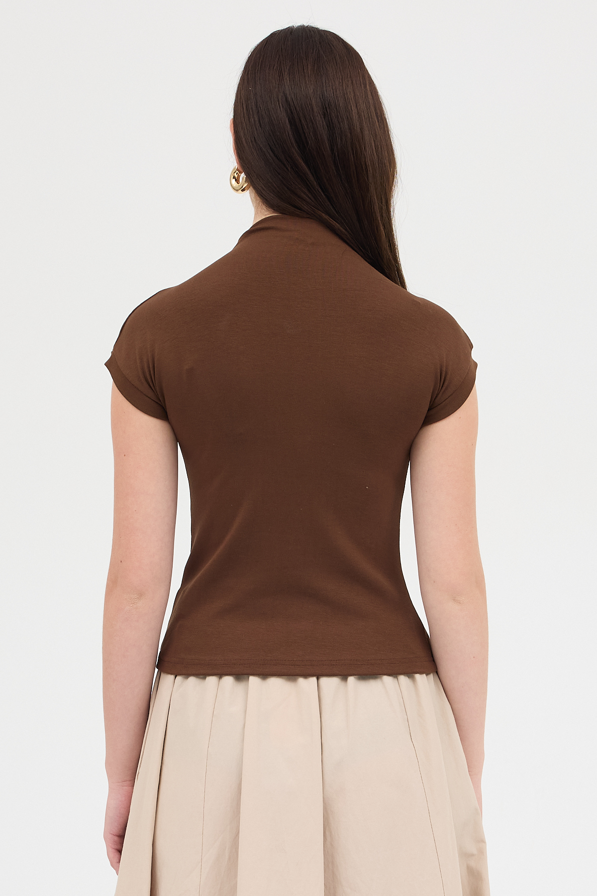 Kahve Dik Yaka Kısa Kol Body 8174A - 5