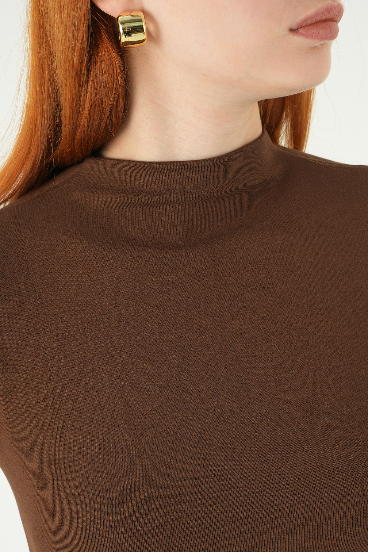 Kahve Dik Yaka Kısa Kol Body 8174A - 4