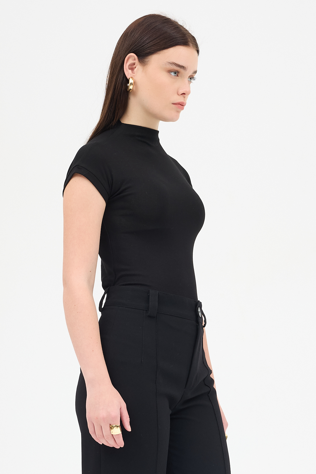 Siyah Dik Yaka Kısa Kol Body 8174A - RAYS (1)