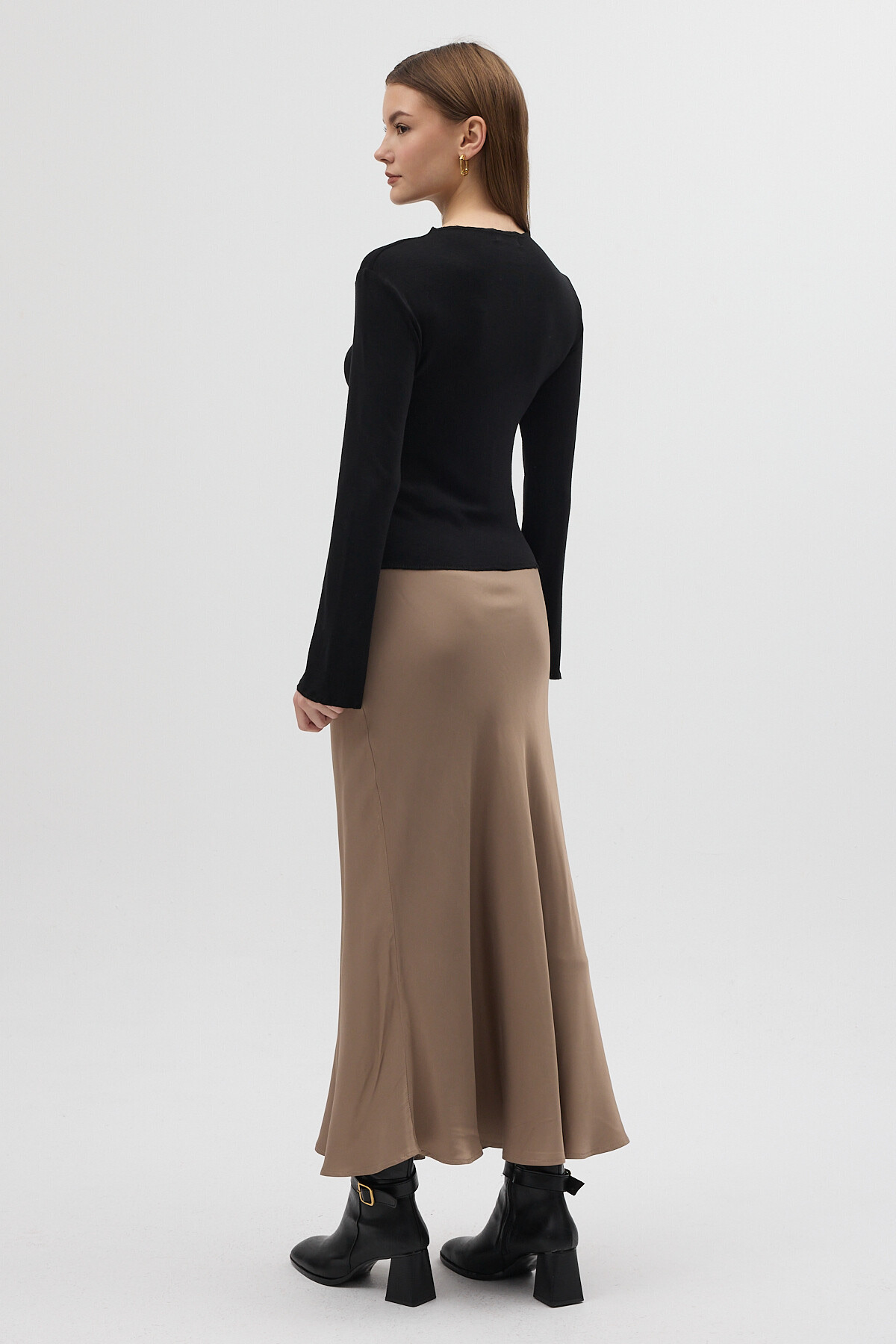 Siyah Ön Büzgülü Uzun Kollu Bluz 8178A - 4