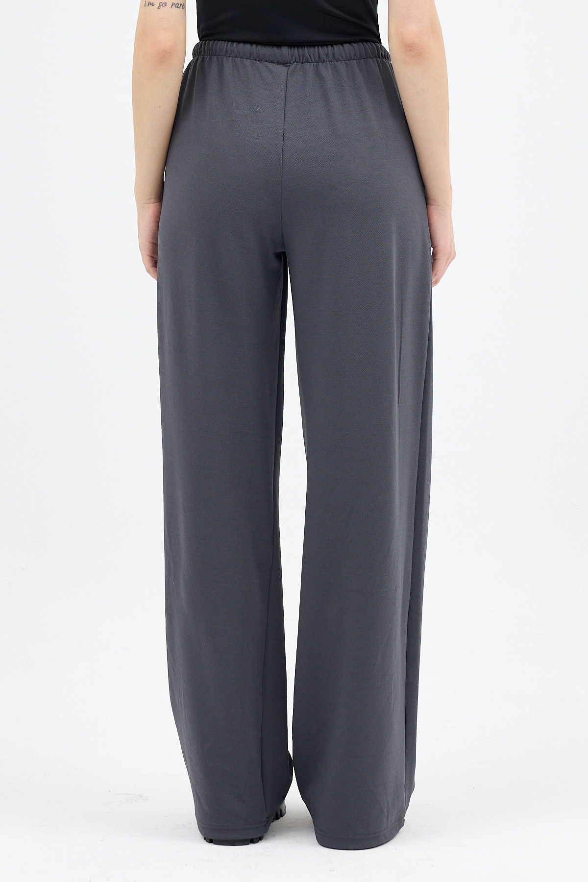 Antrasit Bel Lastikli Bol Paça Kadın Pantolon 8194A - 5
