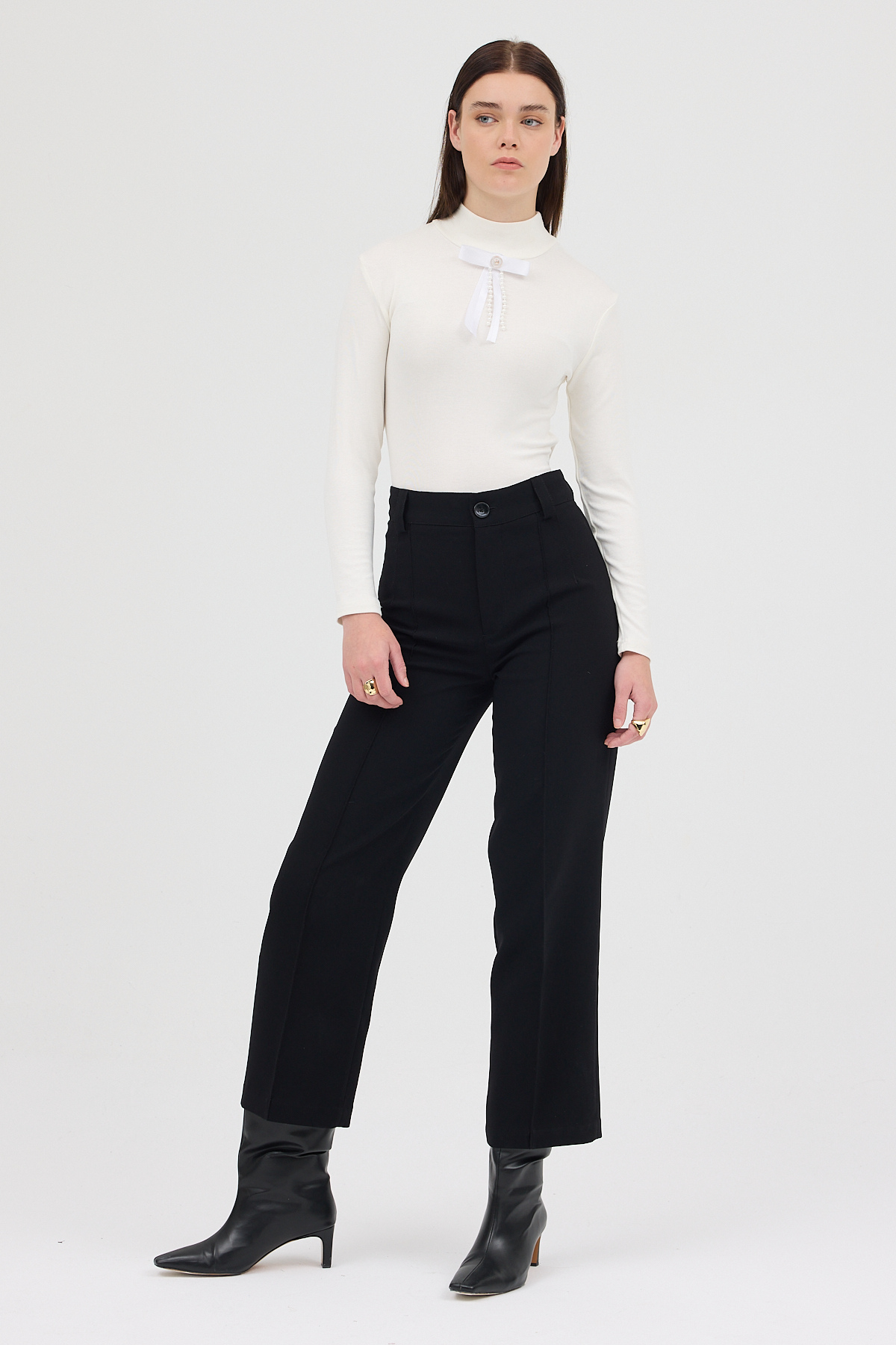 Ekru Bronşlu Uzun Kol Bluz 8197A - RAYS