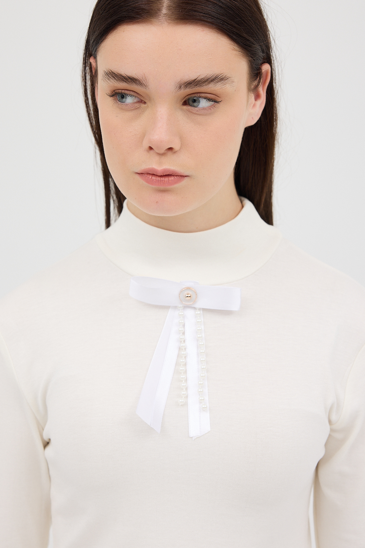 Ekru Bronşlu Uzun Kol Bluz 8197A - 6