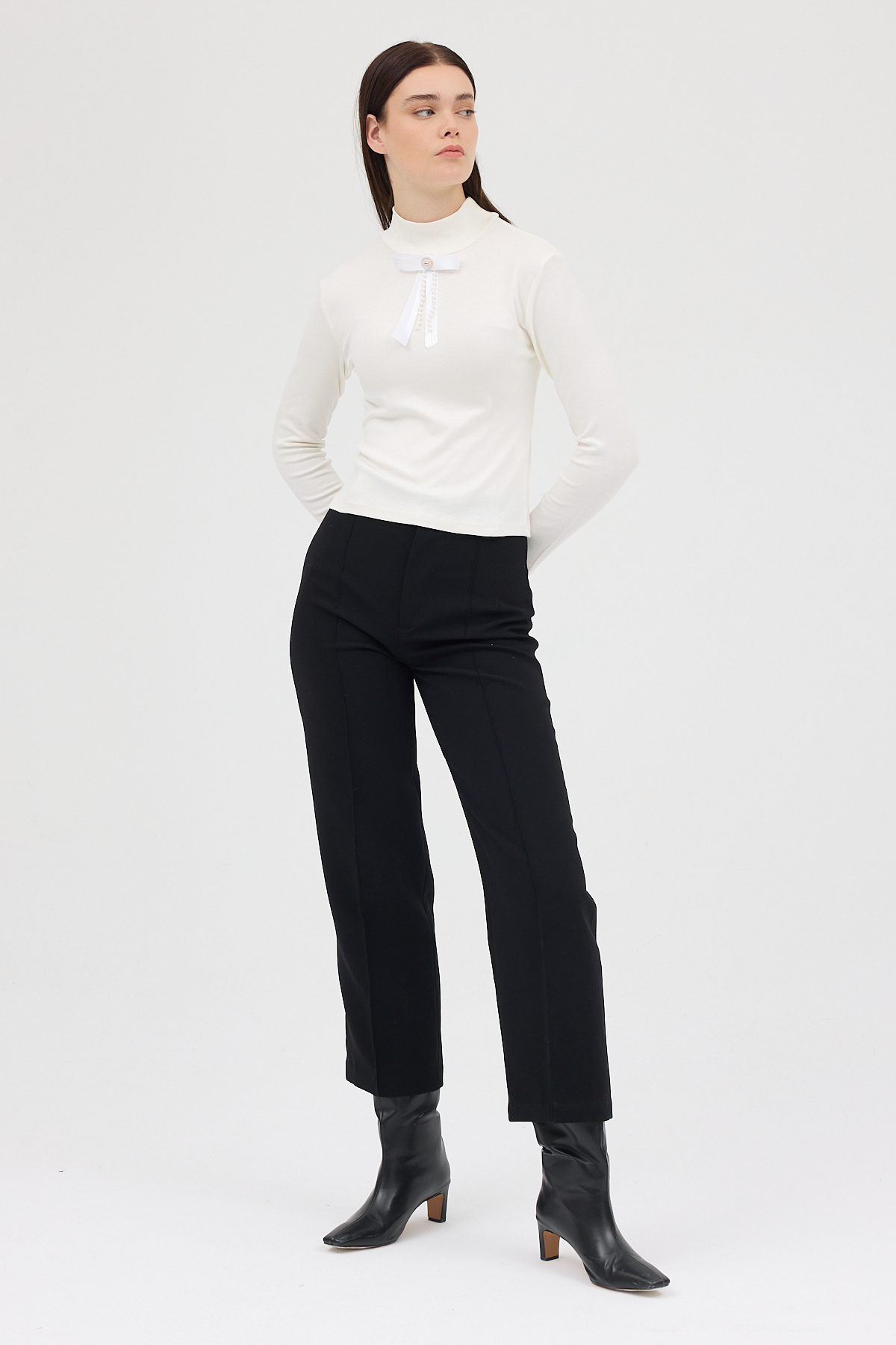 Ekru Bronşlu Uzun Kol Bluz 8197A - 7