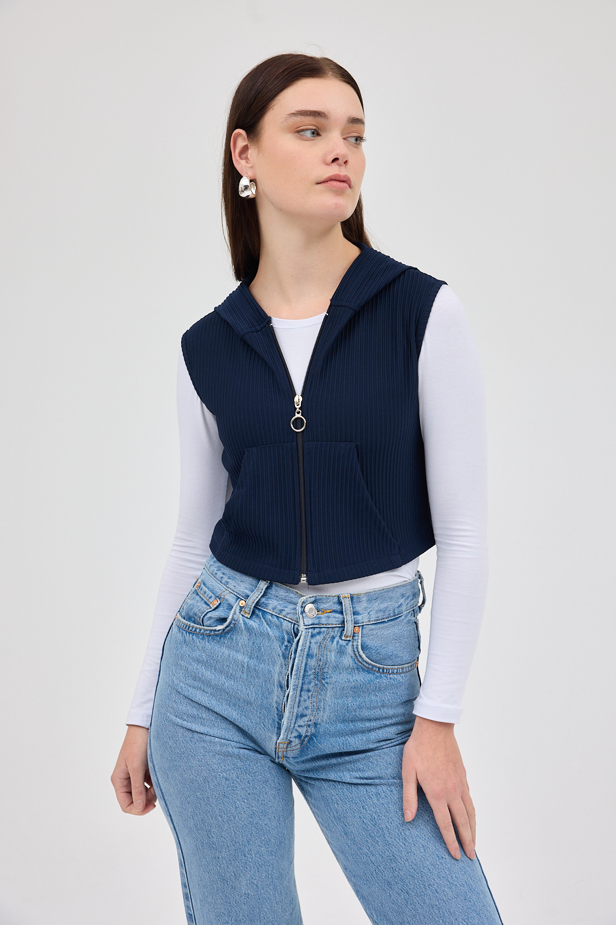 Laci Fermuarlı Sıfır Kol Kadın Yelek 8201A - 6