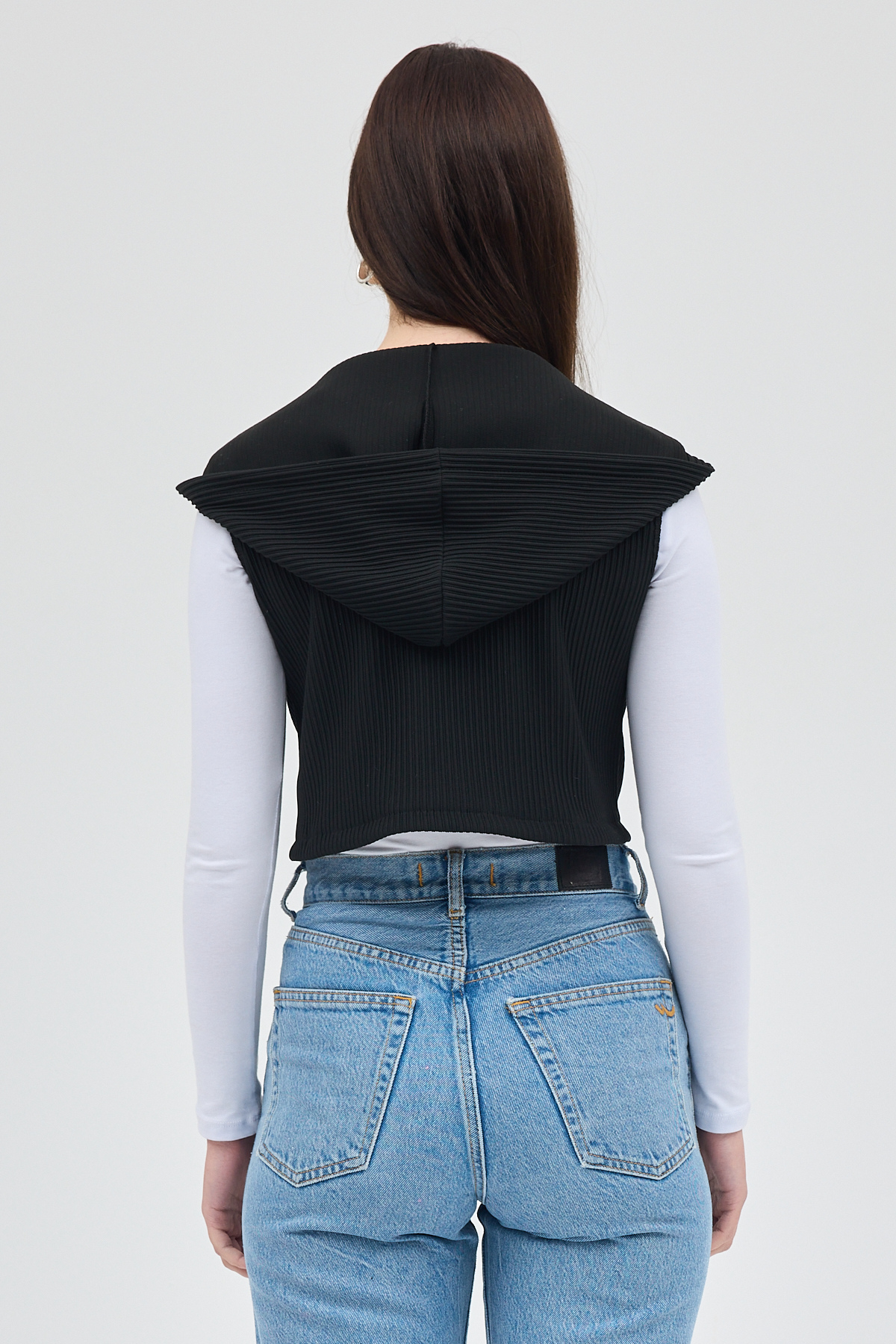 Siyah Fermuarlı Sıfır Kol Kadın Yelek 8201A - 5