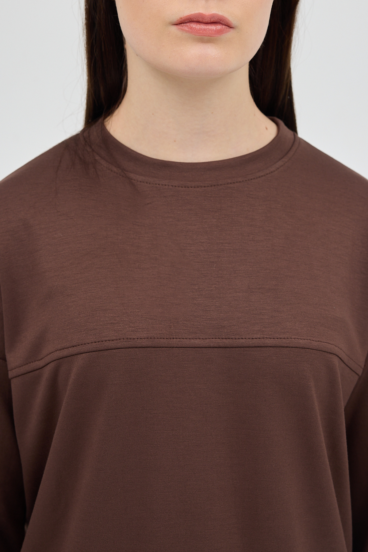 Kahve Bisiklet Yaka Kadın Pantolon Takım 8213A - 4