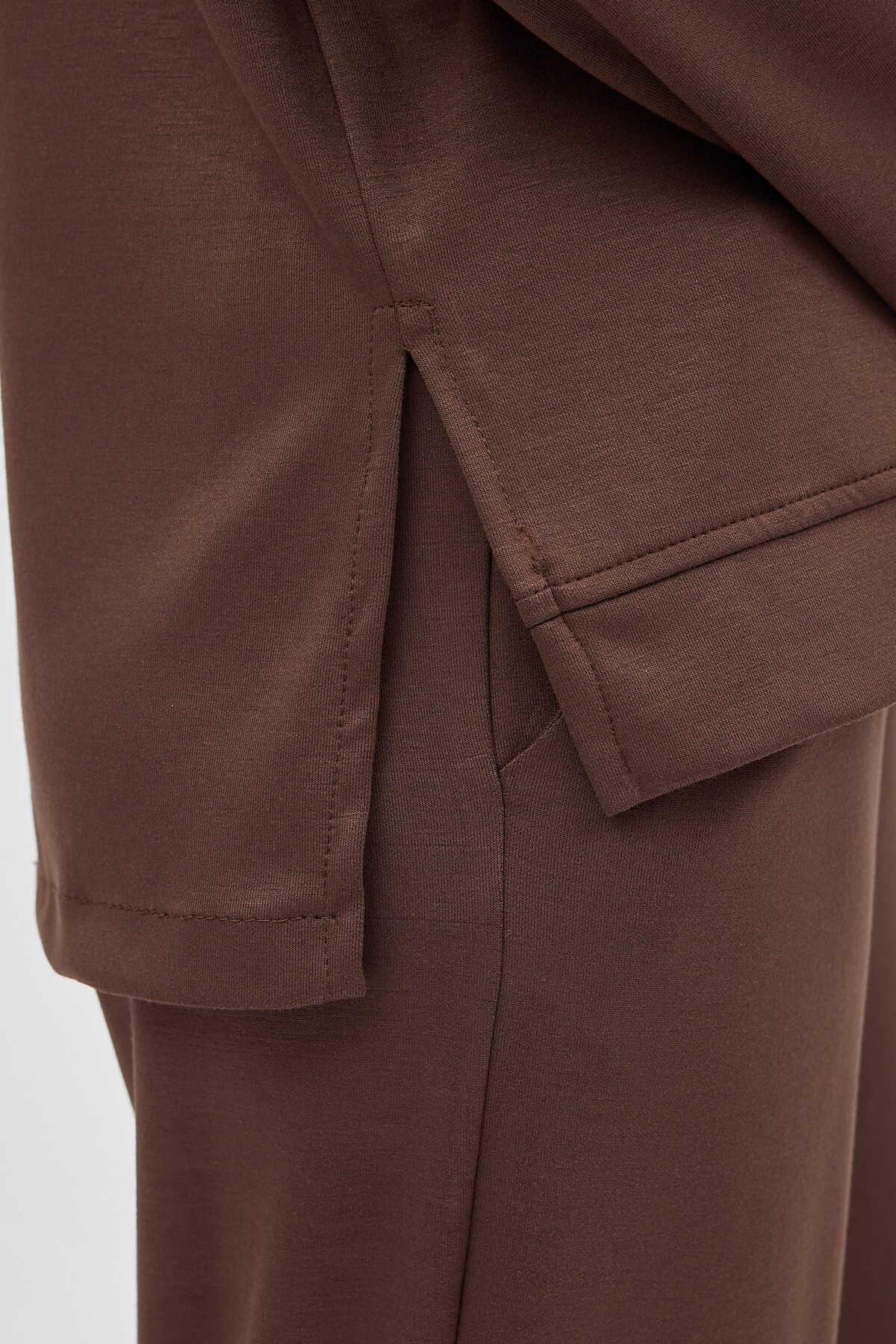 Kahve Bisiklet Yaka Kadın Pantolon Takım 8213A - 6