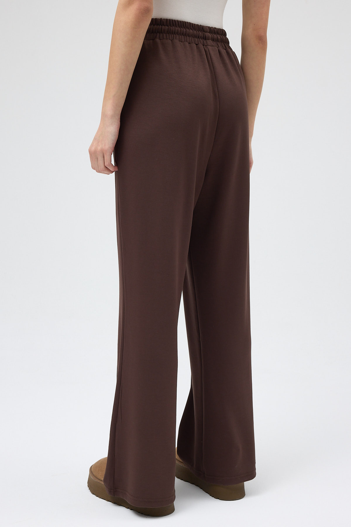 Kahverengi Bel Lastikli Geniş Paça Kadın Eşofman Altı 9218M - 5