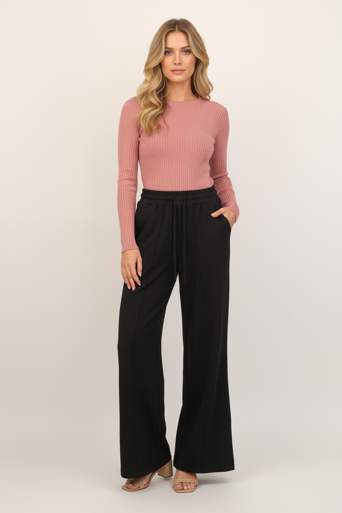 8218M Bel Lastikli Geniş Paça Eşofman Siyah - RAYS