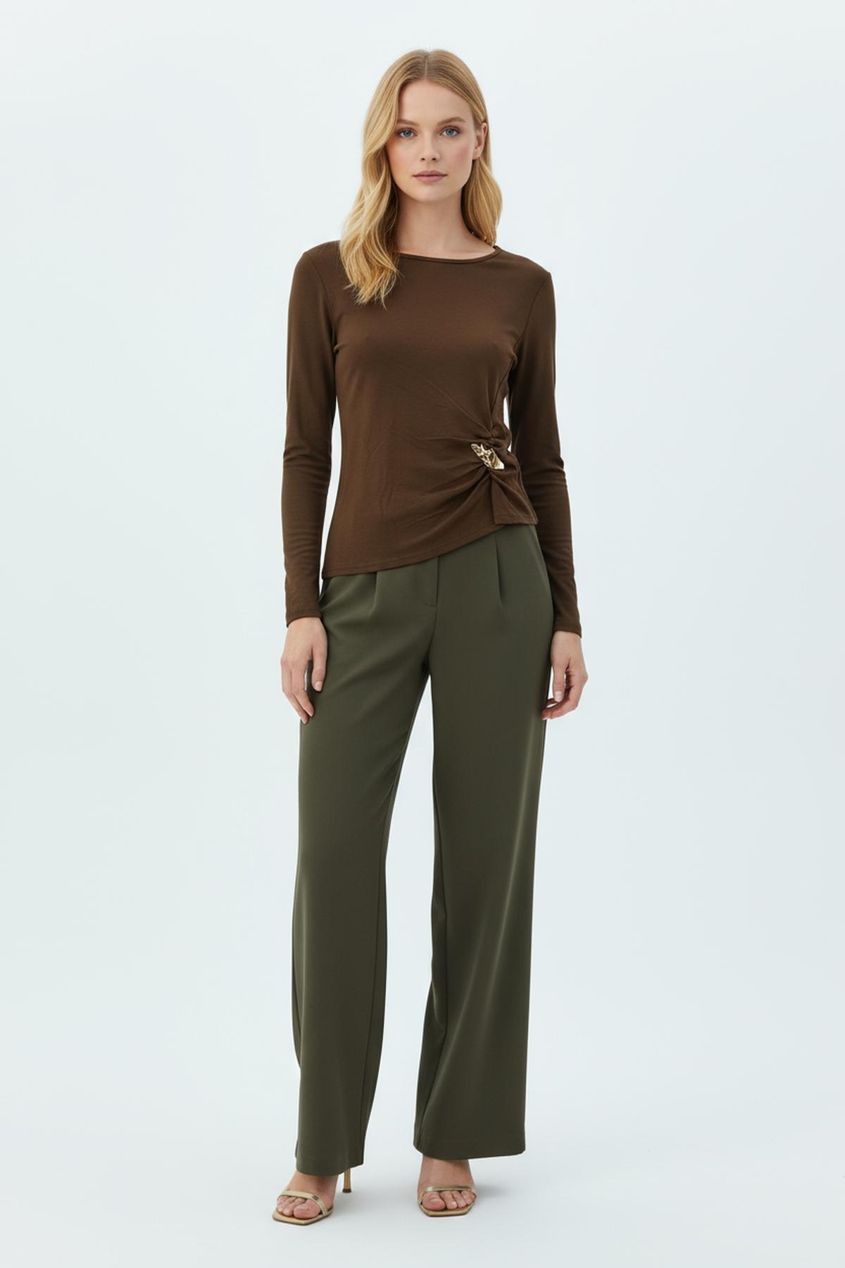 8221A Bel Toka Detay Bluz Kahve - 1