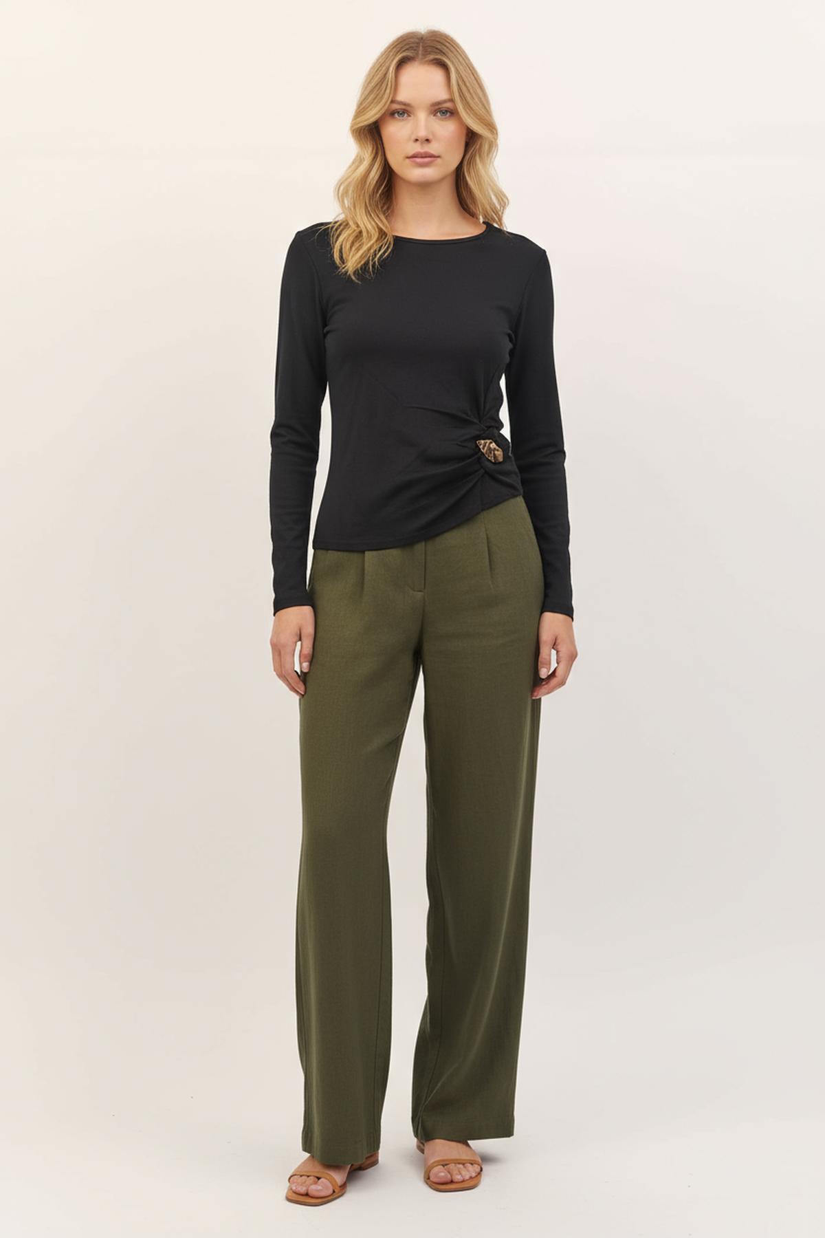 8221A Bel Toka Detay Bluz Siyah - RAYS