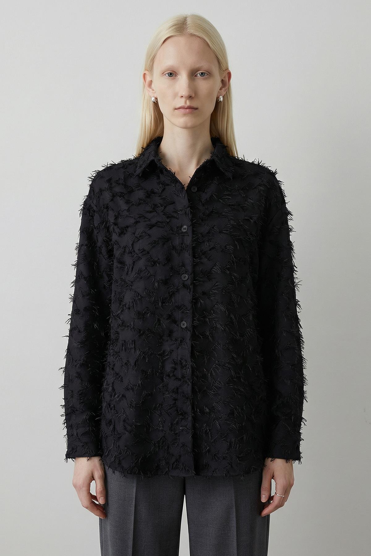 8225 Püsküllü Gömlek Siyah - 1