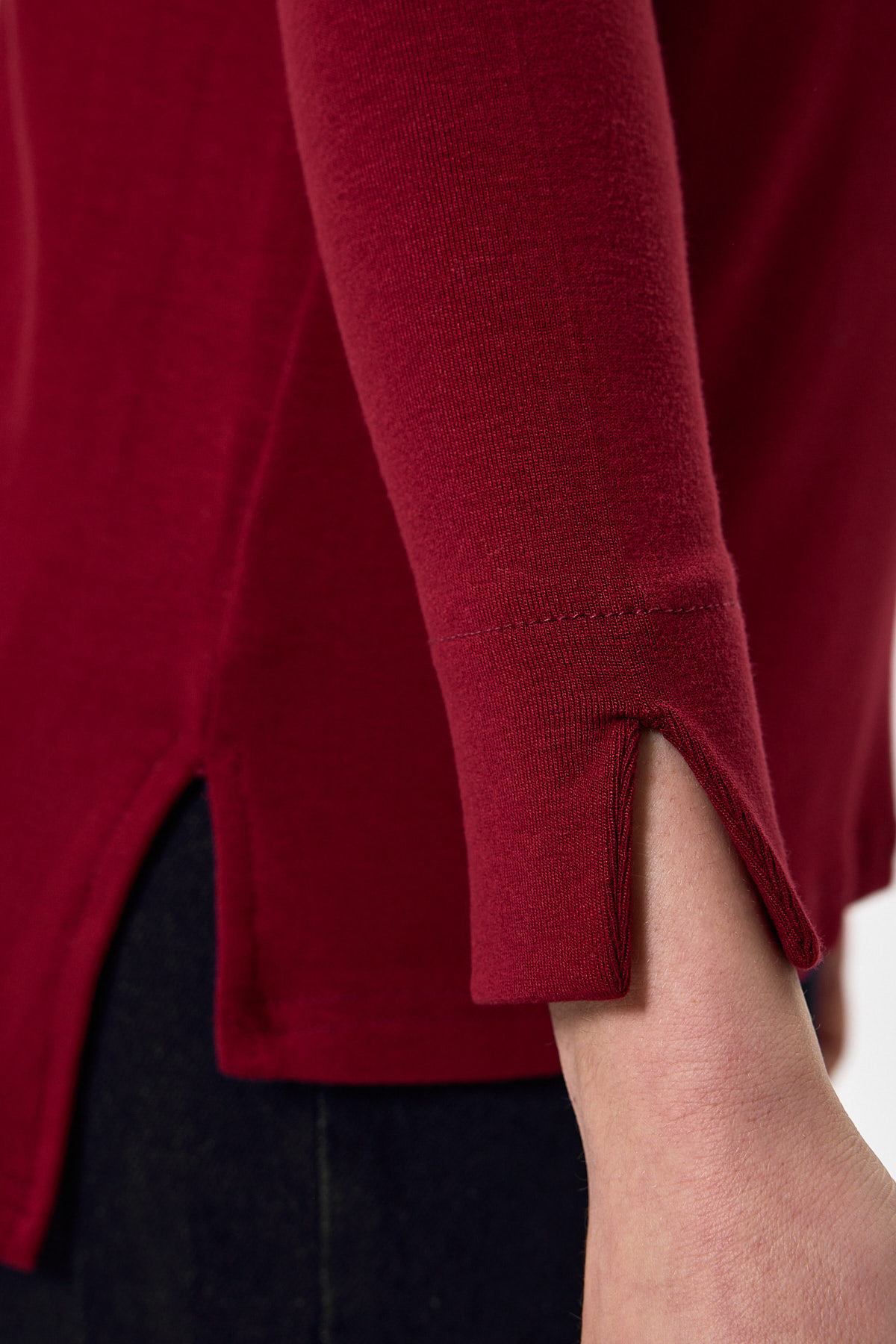 Bordo Bisiklet Yaka Yan Yırtmaçlı Tunik 8229A - RAYS