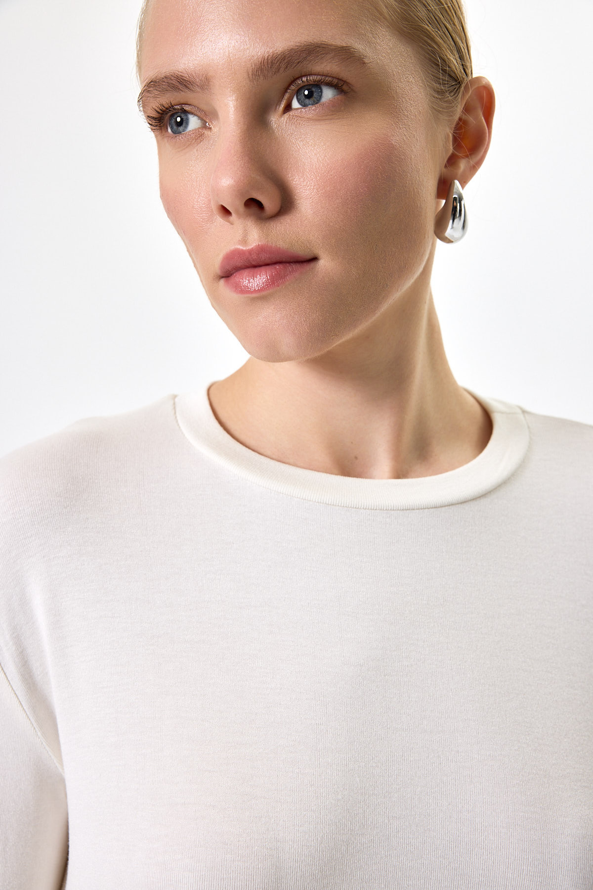 Ekru Bisiklet Yaka Yan Yırtmaçlı Tunik 8229A - 4